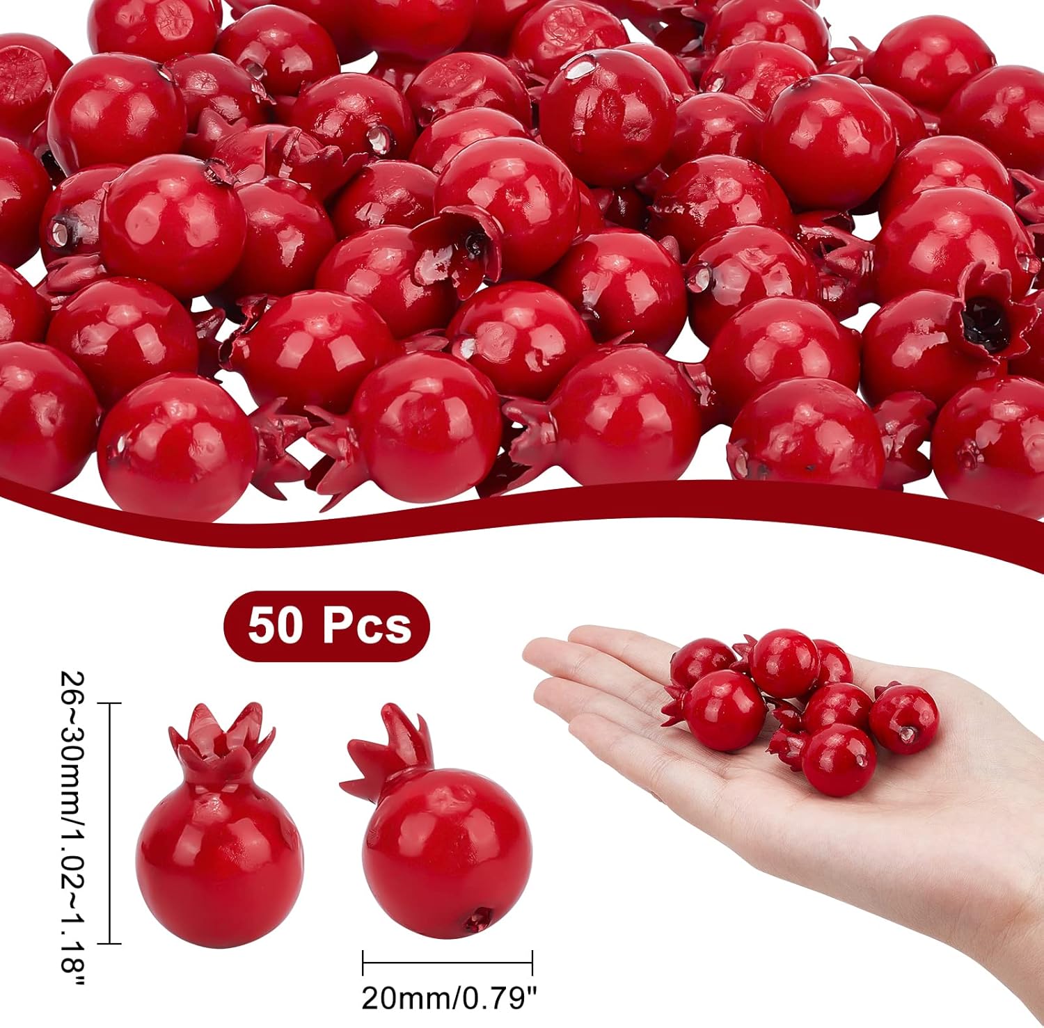 CHGCRAFT 50Pcs Mini Artificial Pomegranate for Decor