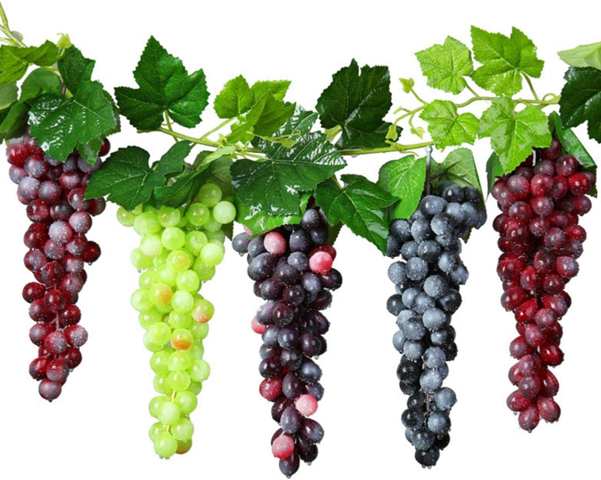 Mangdunt 5 Bunches Artificial Grapes with Vines