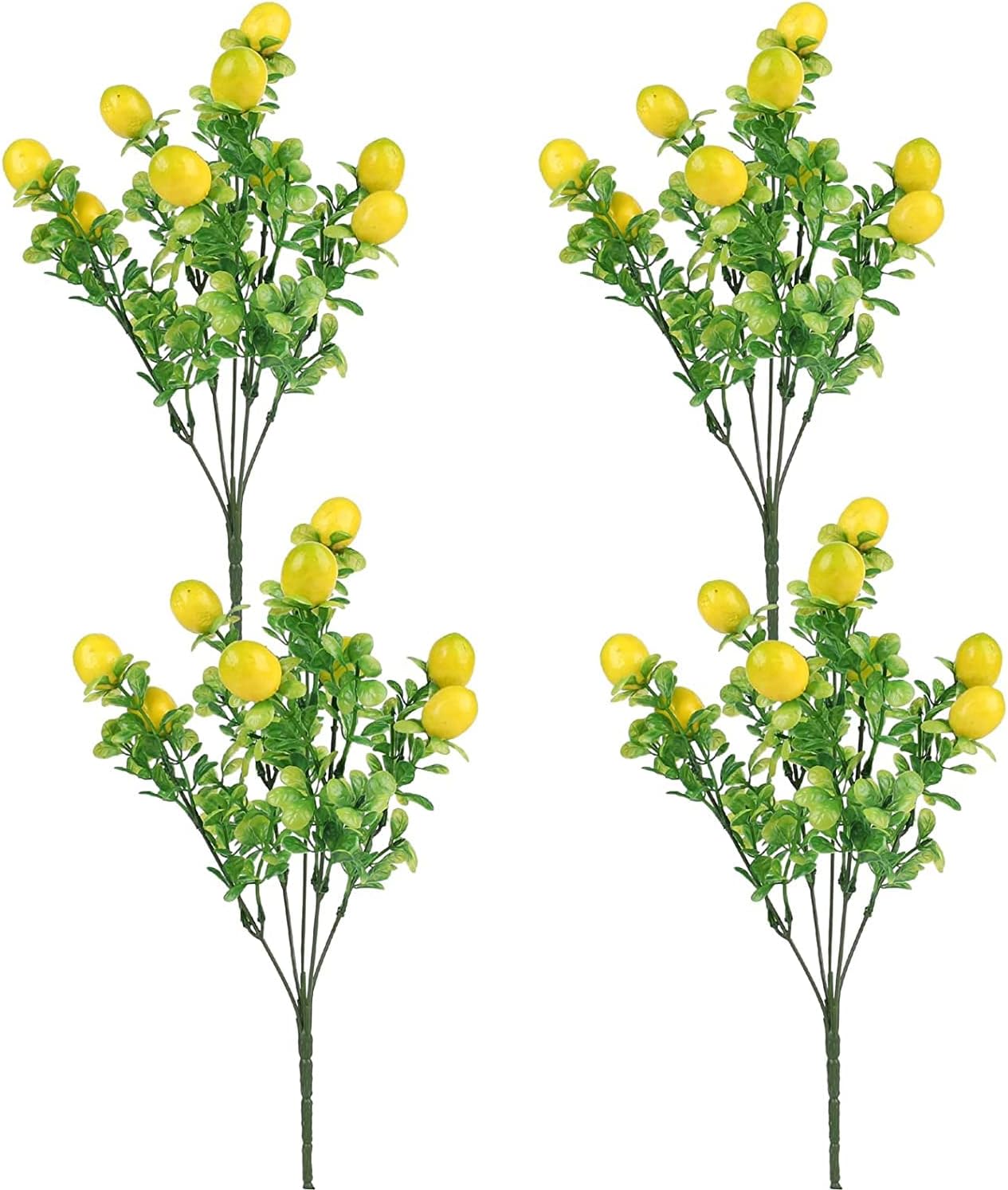 4 Pack Artificial Lemon Branches with Green Leaves