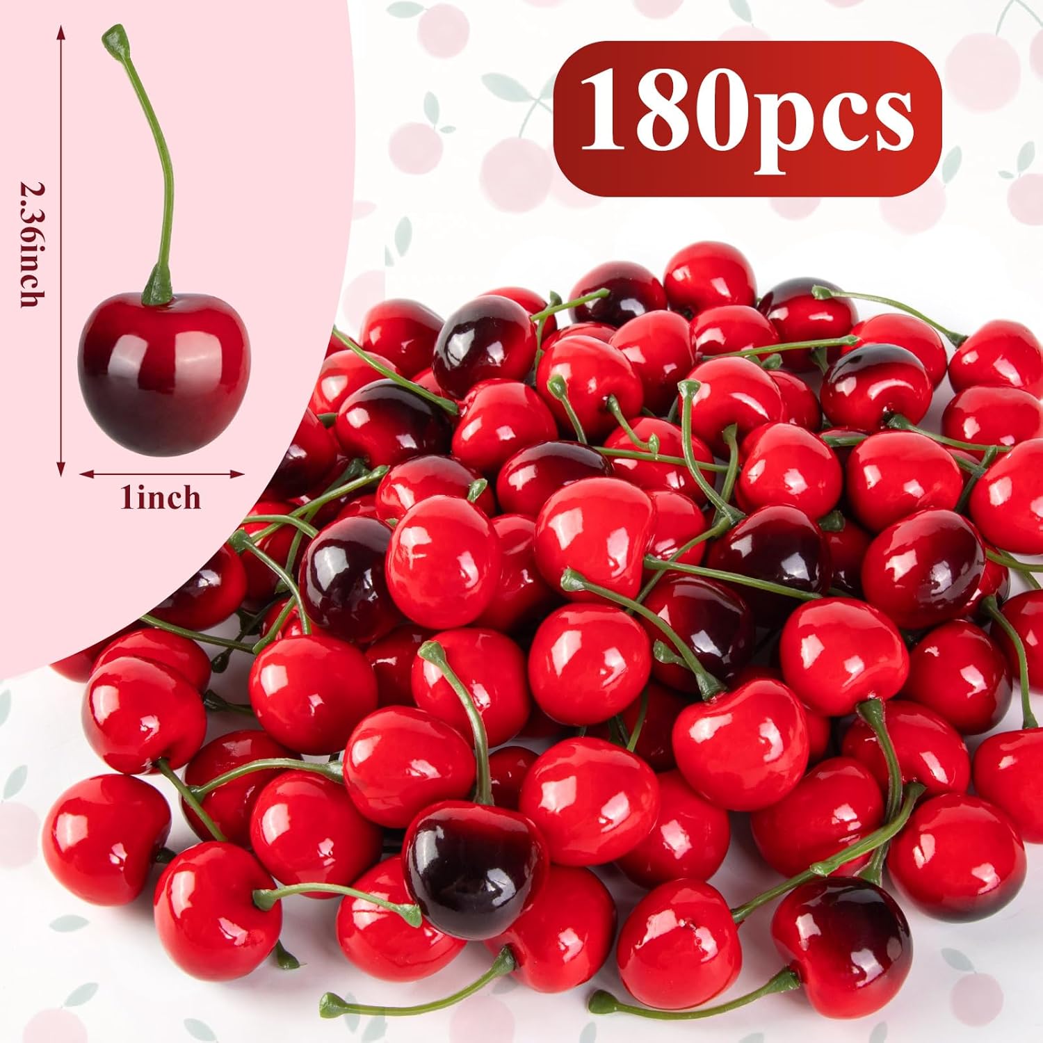 180Pcs Artificial Red and Black Cherries Decor