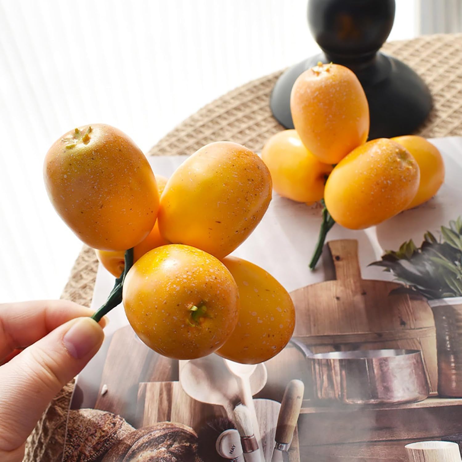 MOMOJIA Artificial Loquat Fruit Realistic Decoration