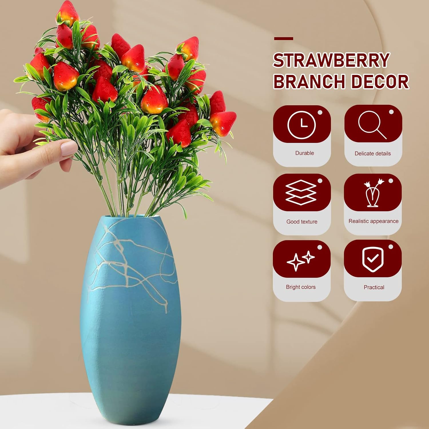 MAGICLULU 2pcs Artificial Strawberry Plants for Home Wedding Decor