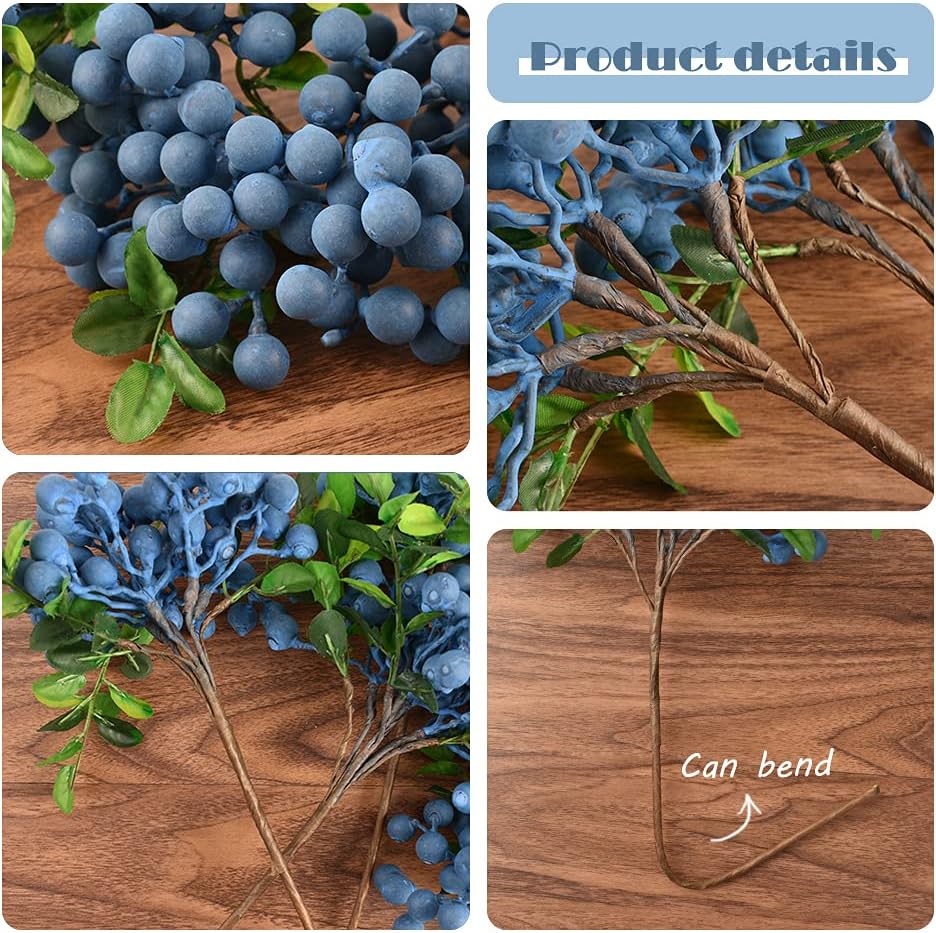 HUIANER Artificial Blueberries 4PCS with Stems