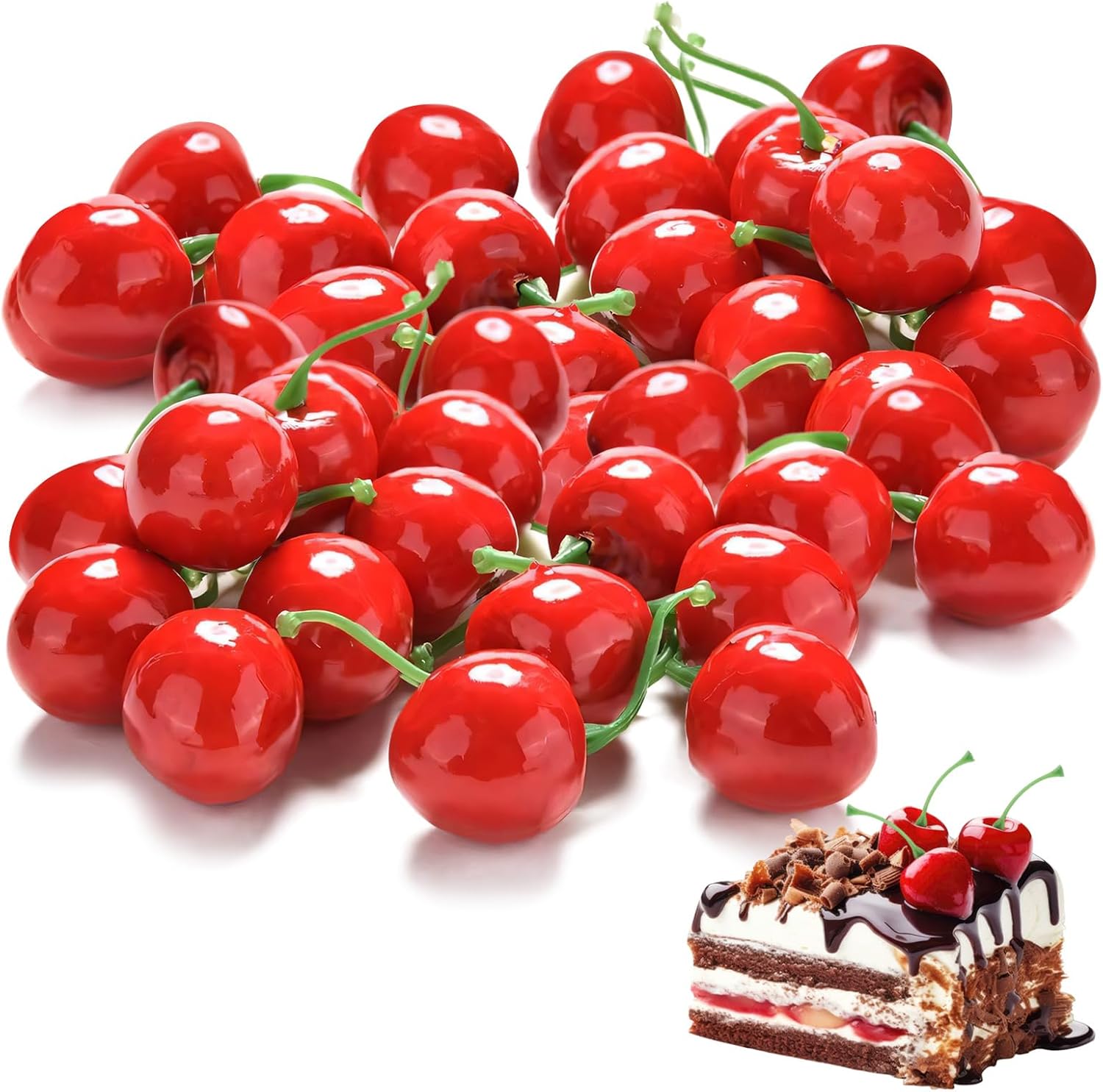 Realistic Fake Cherries 26Pcs Artificial Fruit Decor