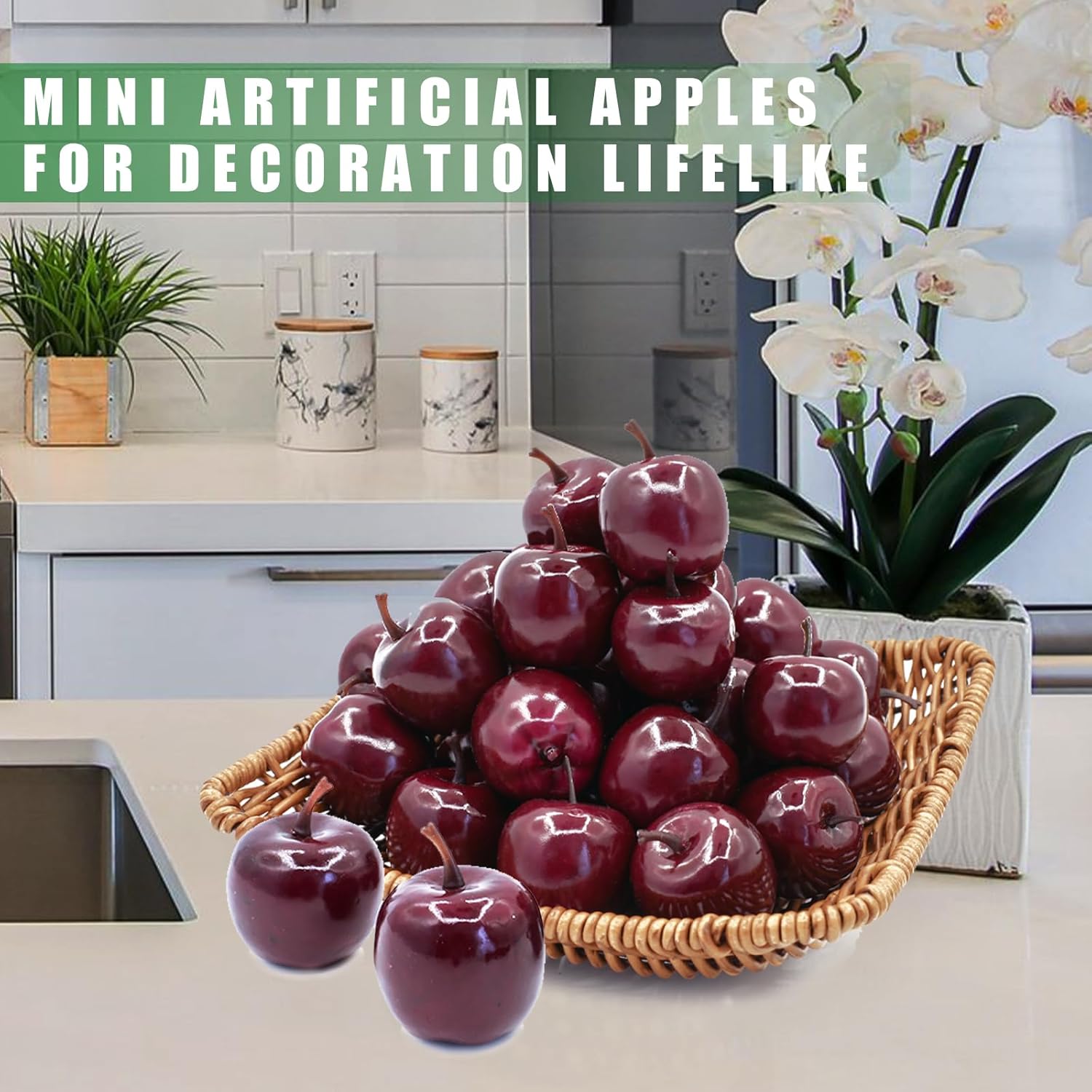 Tuxiaobu Lifelike Fake Apples 30 Pcs Red Artificial Fruit Decorations