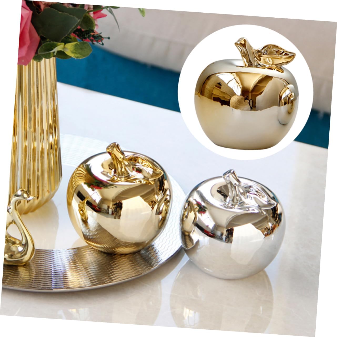 Ciieeo 1pc Resin Apple Ornament for Desktop Kitchen Decor