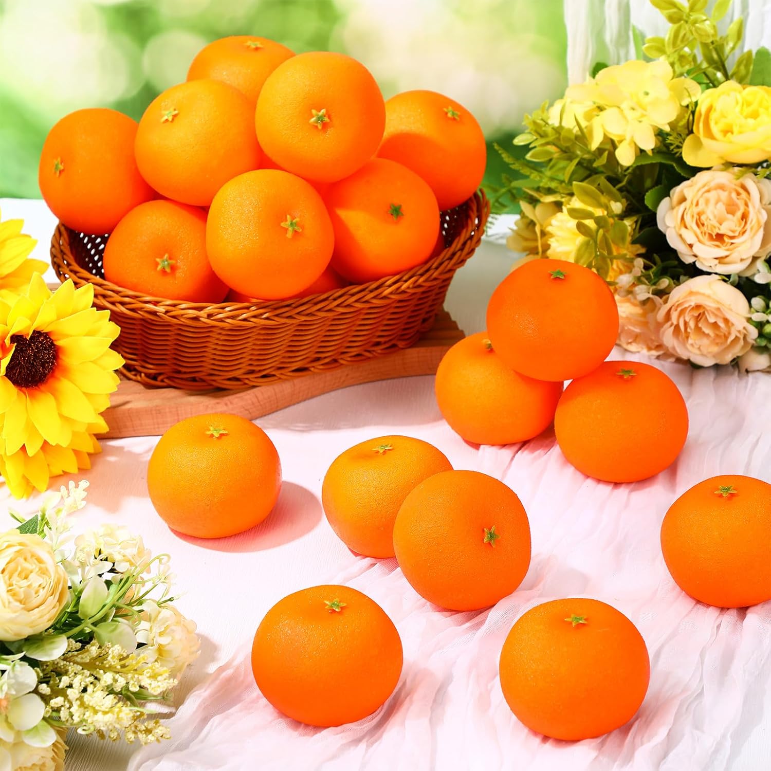 24 Pcs Fake Oranges Artificial Fruits for Home Decoration