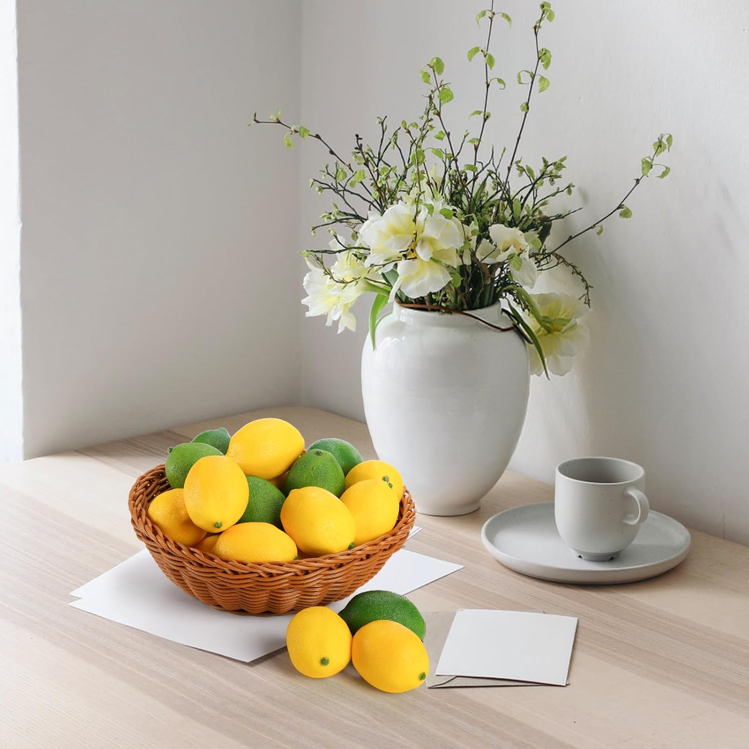 ZEAYEA 40 Pcs Artificial Lemons for Home Decor