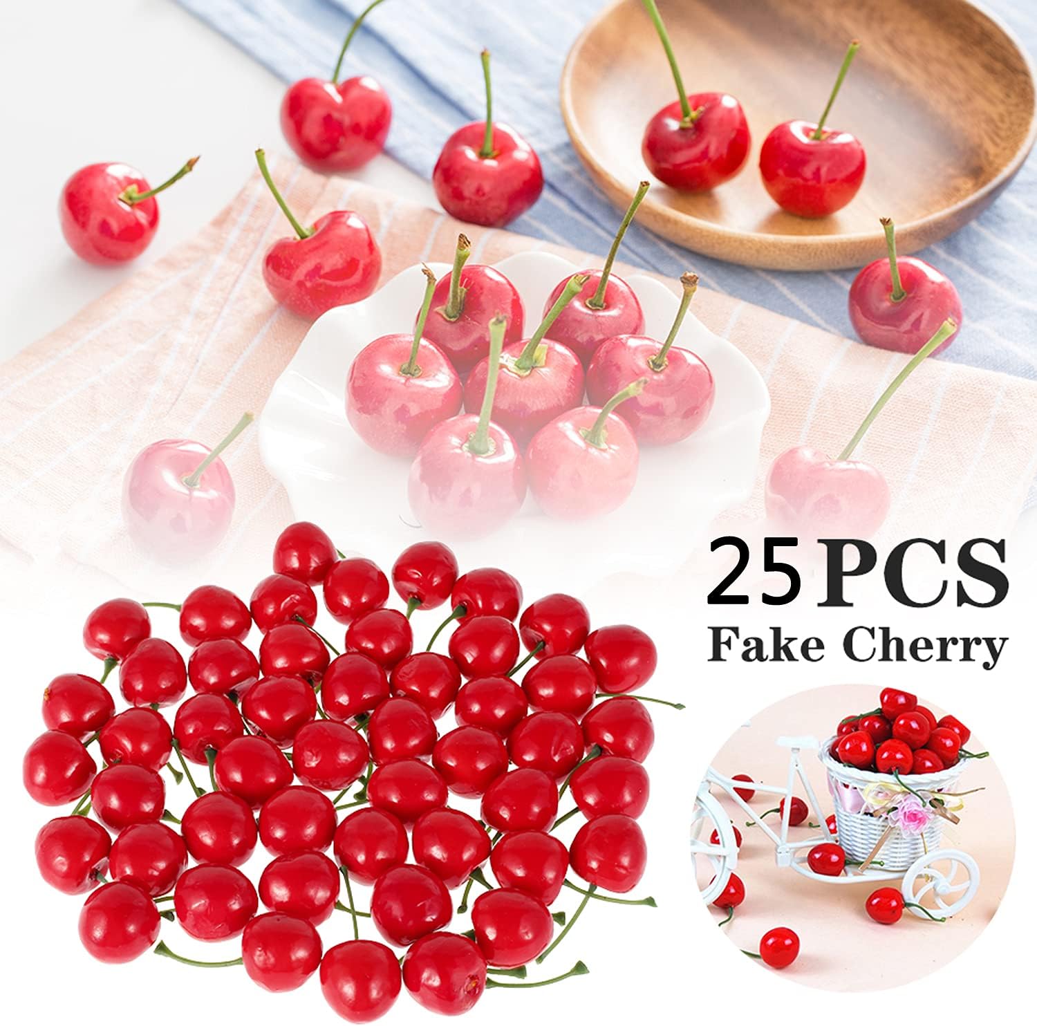 Pack of 25 Artificial Lifelike Cherry Decor