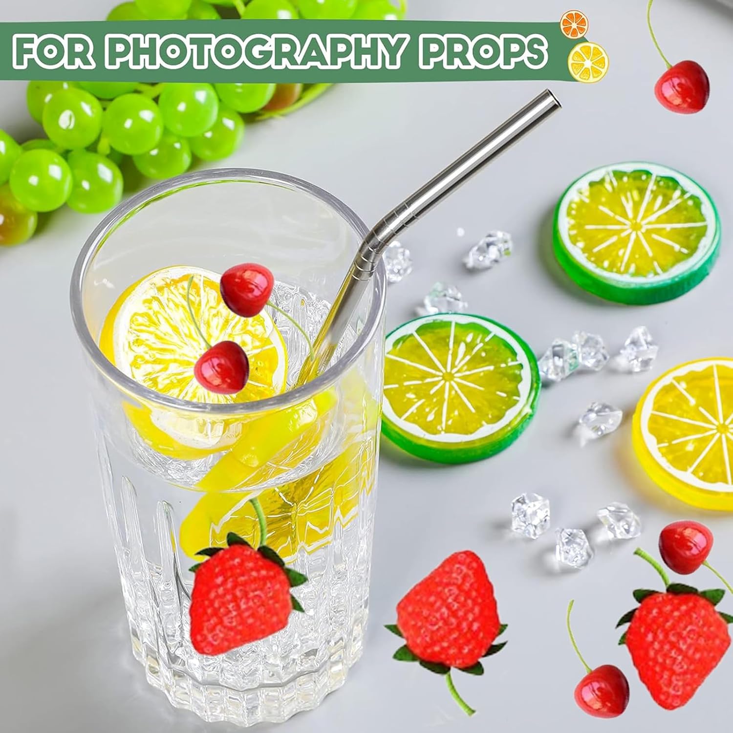80 Pcs Artificial Fruit Ice Cubes Set for Decor