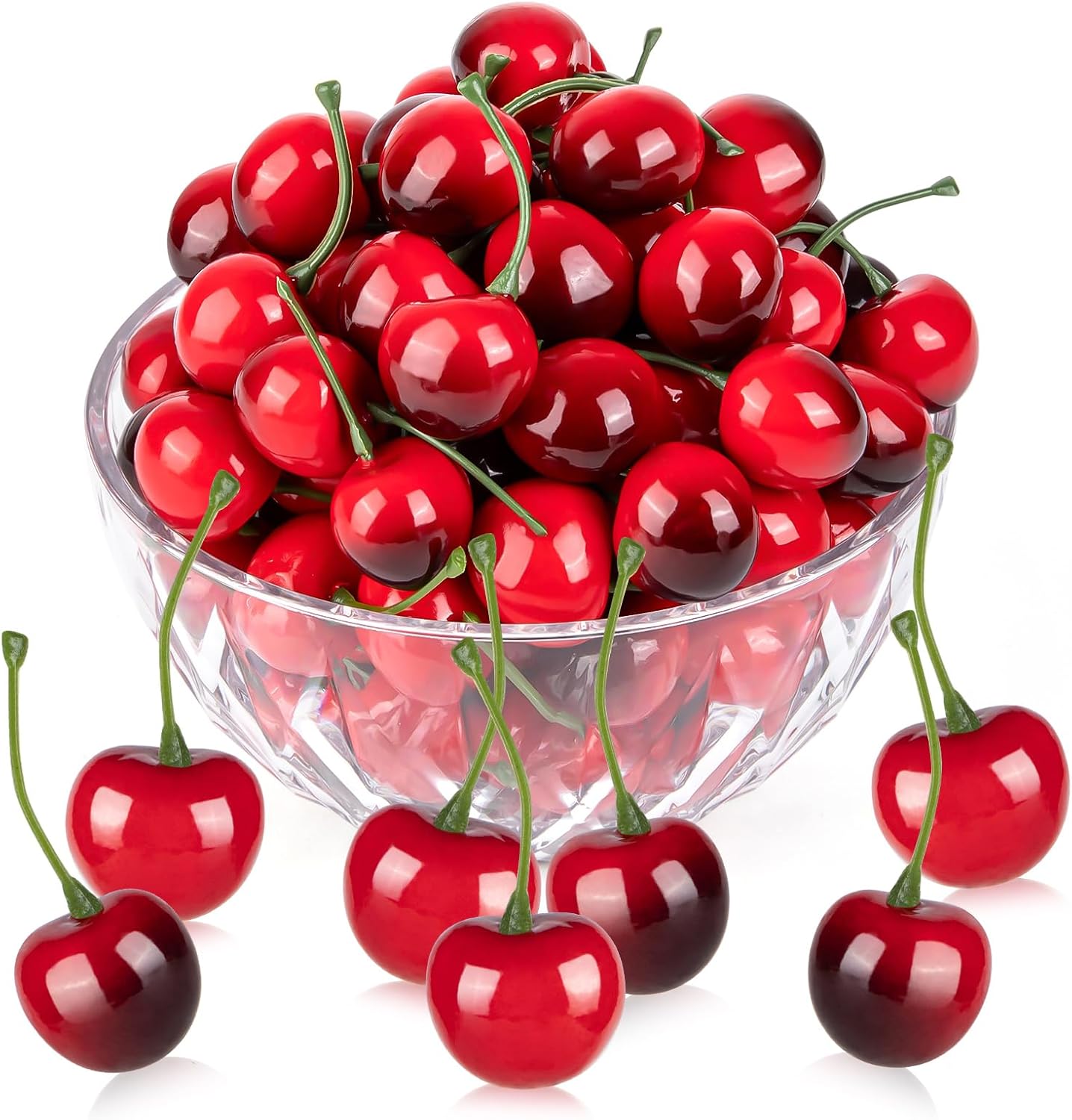 180Pcs Artificial Red and Black Cherries Decor