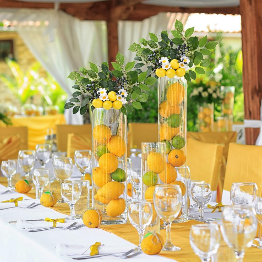 Artificial Lemon Blueberry Branches 2Pcs 145 Inch Fake Flowers for Centerpieces