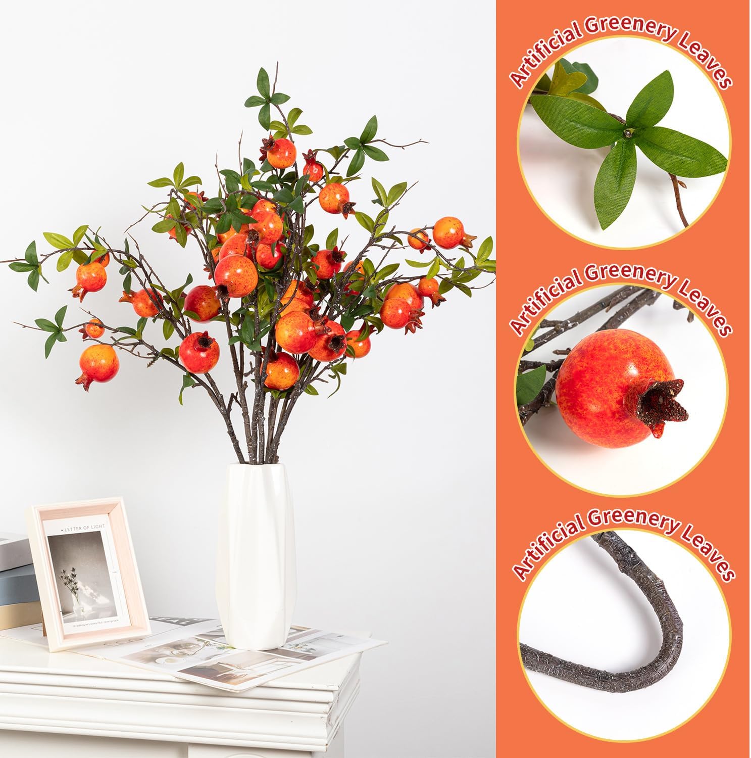 4Pcs 315 Inch Artificial Pomegranate Branches