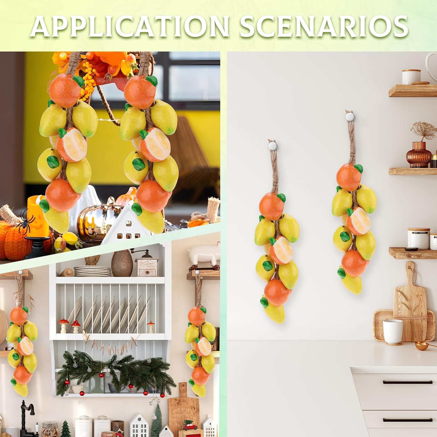 Woration Ceramic Fruit Hanging Decor String