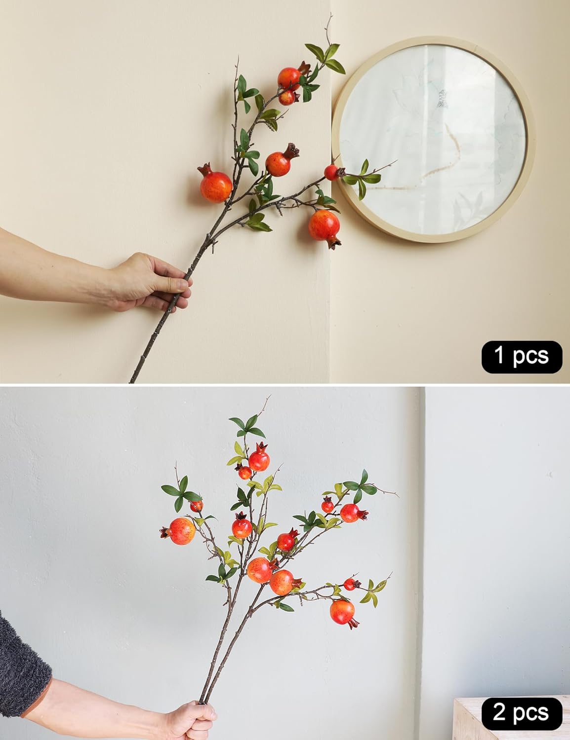 Forlaoers 2pcs Artificial Pomegranate Flowers for Christmas Decorations