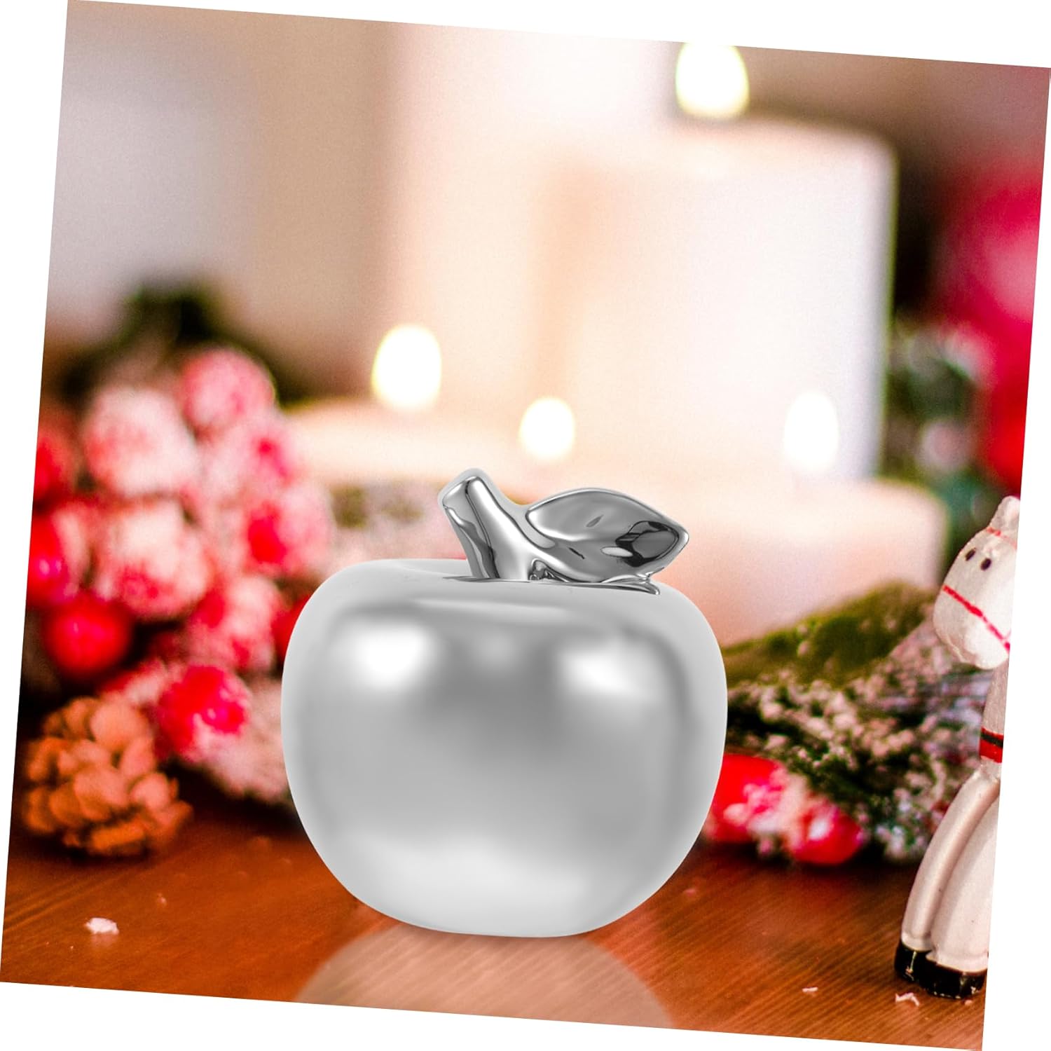PartyKindom Ceramic Apple Ornament Silver Figurine Decor