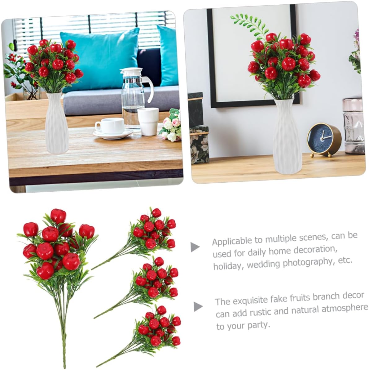 Unomor 4Pcs Artificial Fruit Branches for Home Decor