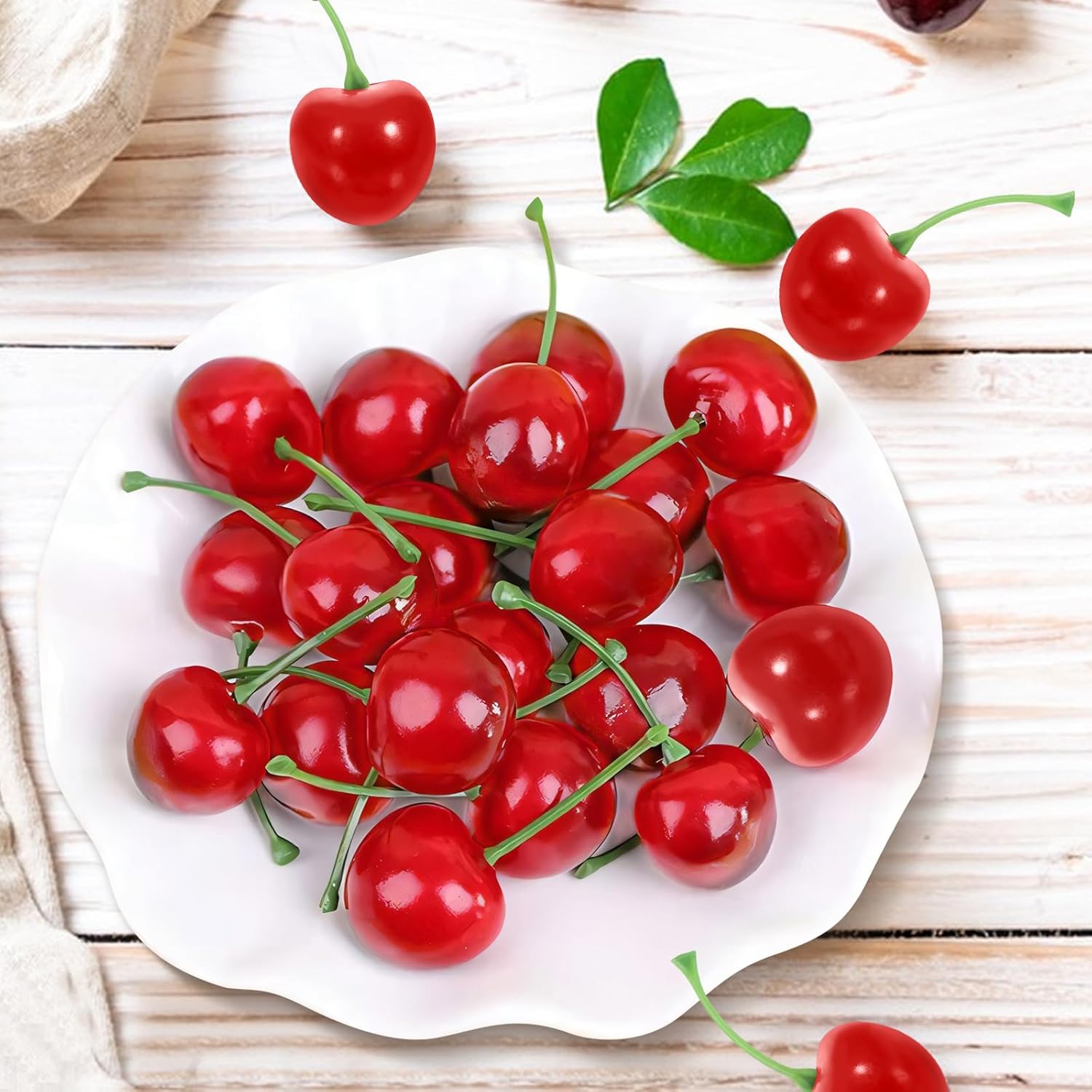 Realistic Fake Cherries 26Pcs Artificial Fruit Decor