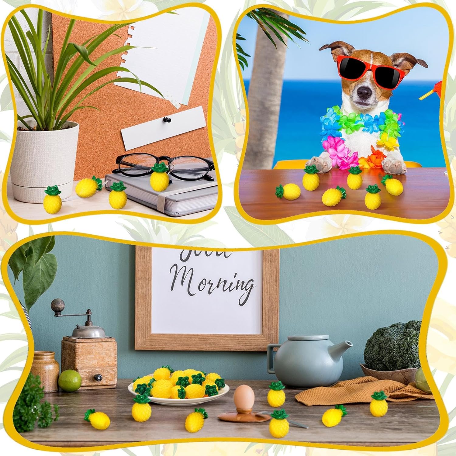 50 Pcs Mini Resin Pineapples Artificial Decorations