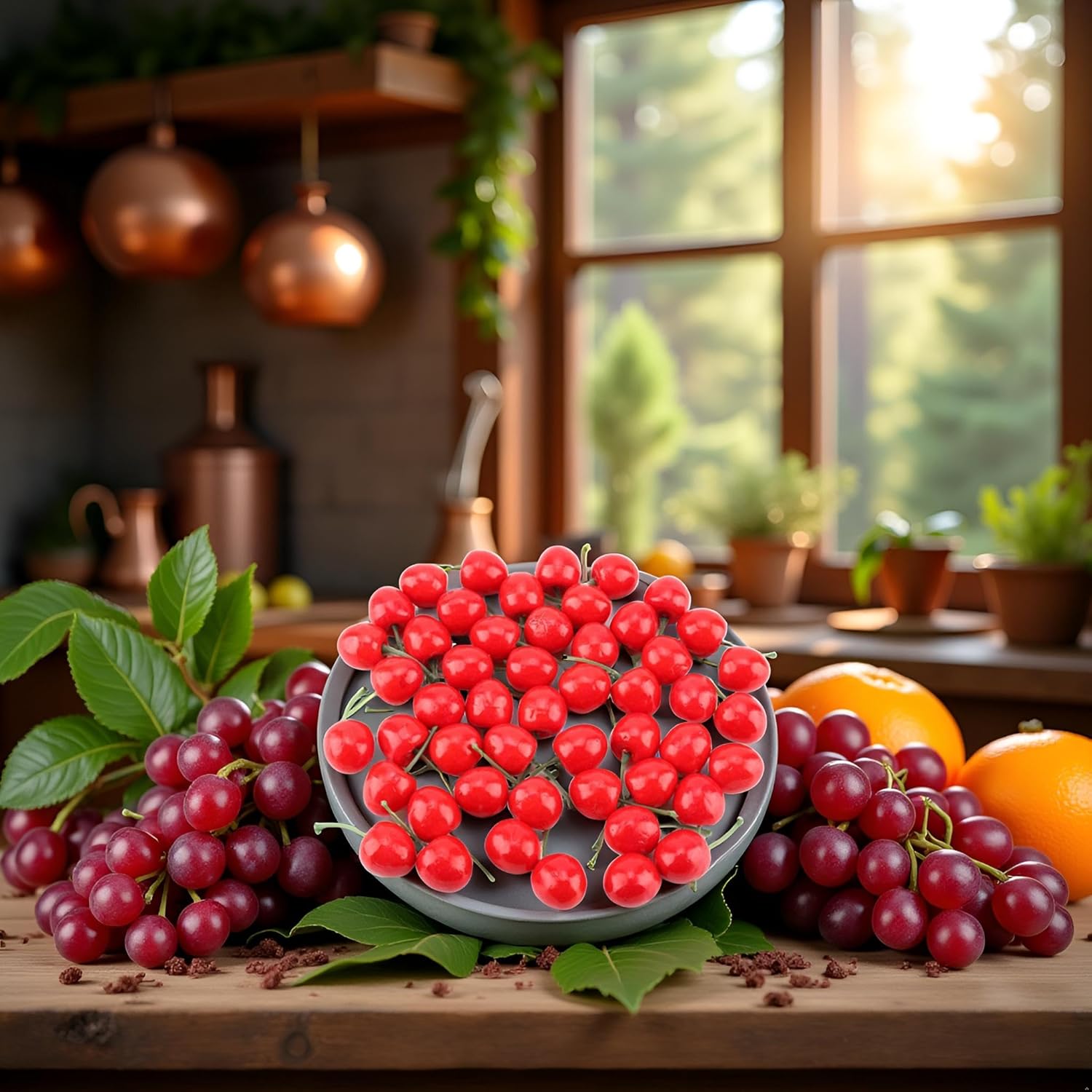 20Pcs Red Artificial Cherries Decoration Decorative Fruit Ornament