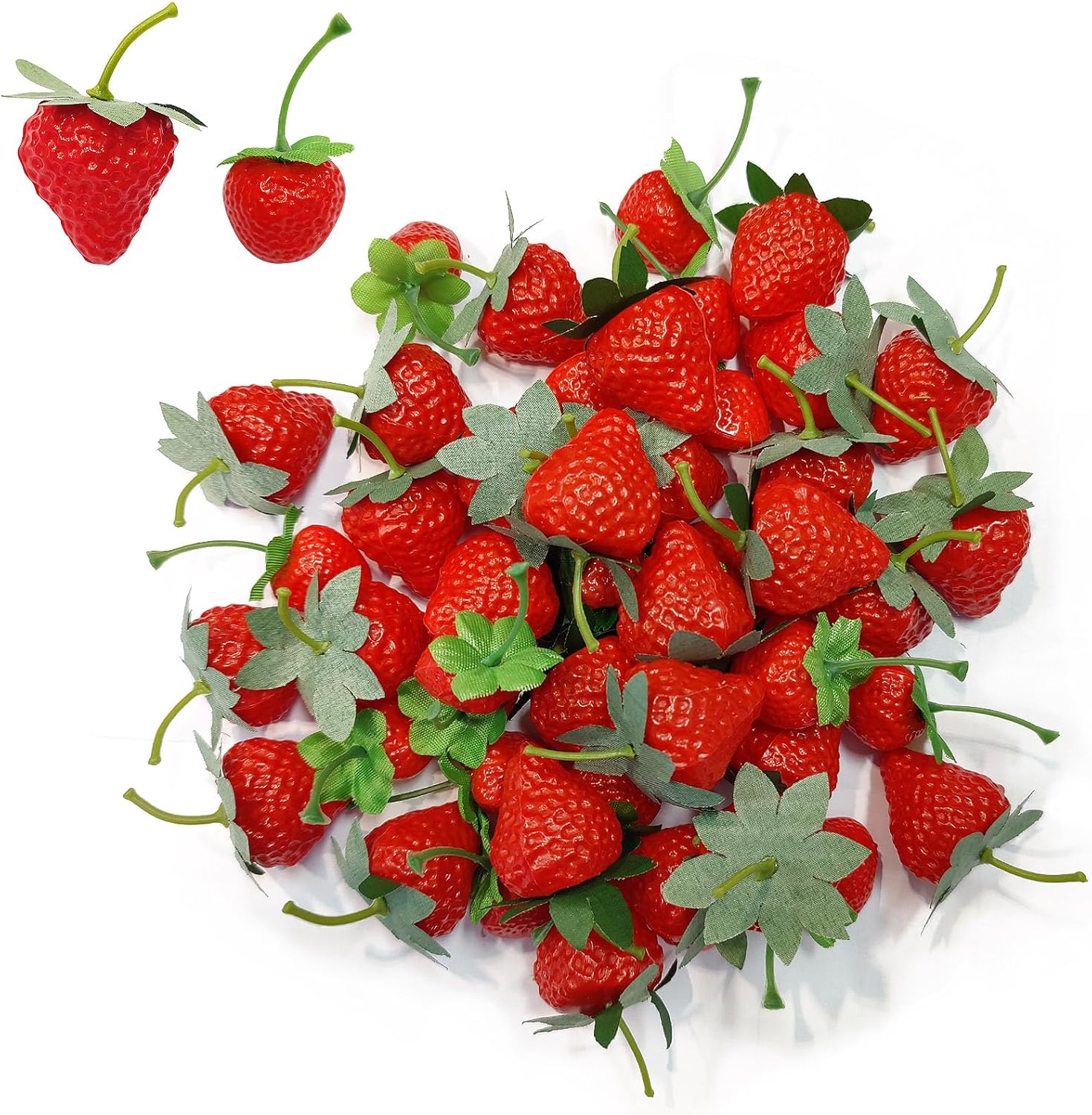 60PCS Artificial Strawberries Kitchen Decor Lifelike Display Props