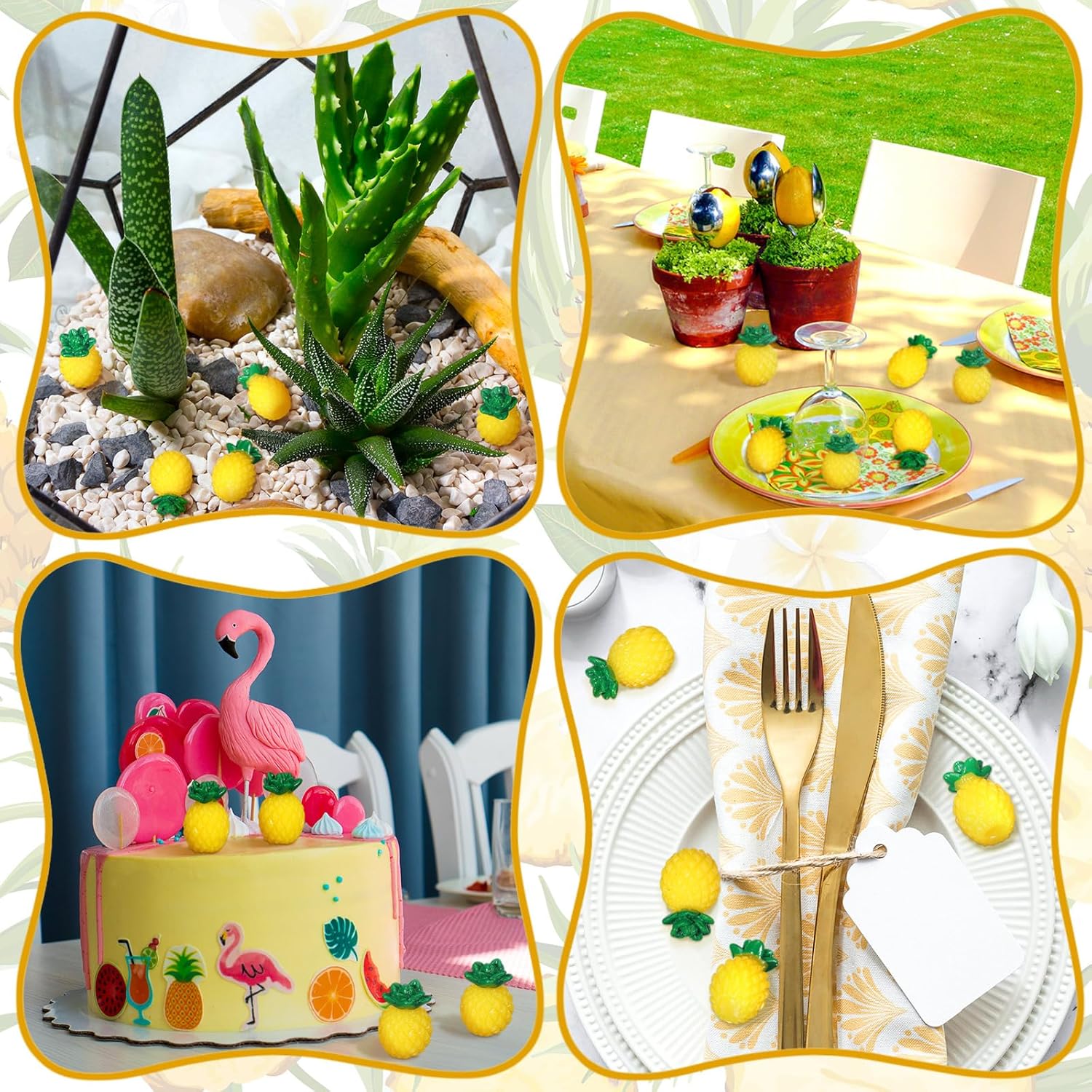 50 Pcs Mini Resin Pineapples Artificial Decorations