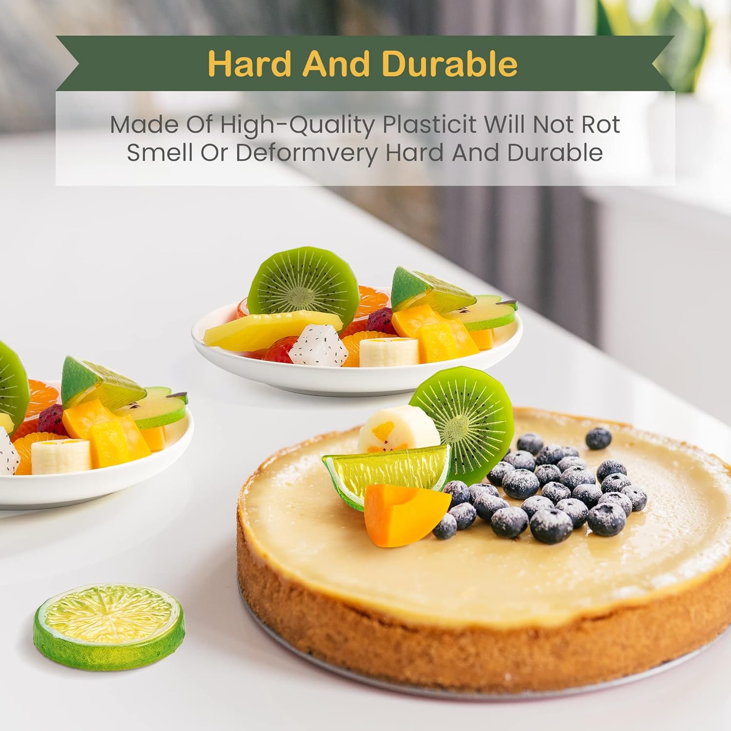 VIDELLY 16 Pieces Fake Fruit Slices Set
