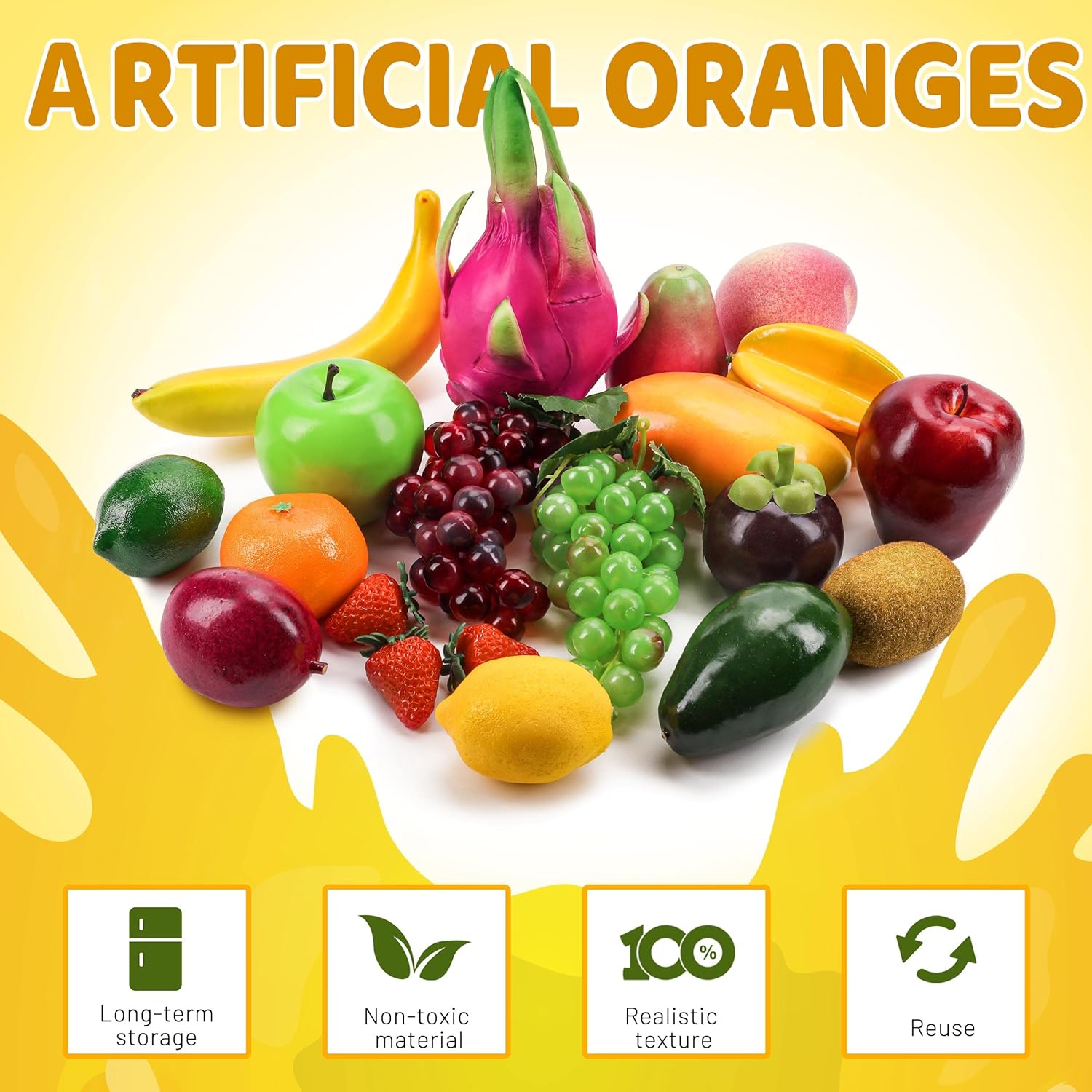Toopify 20 Pcs Artificial Fruit Set for Home Decor