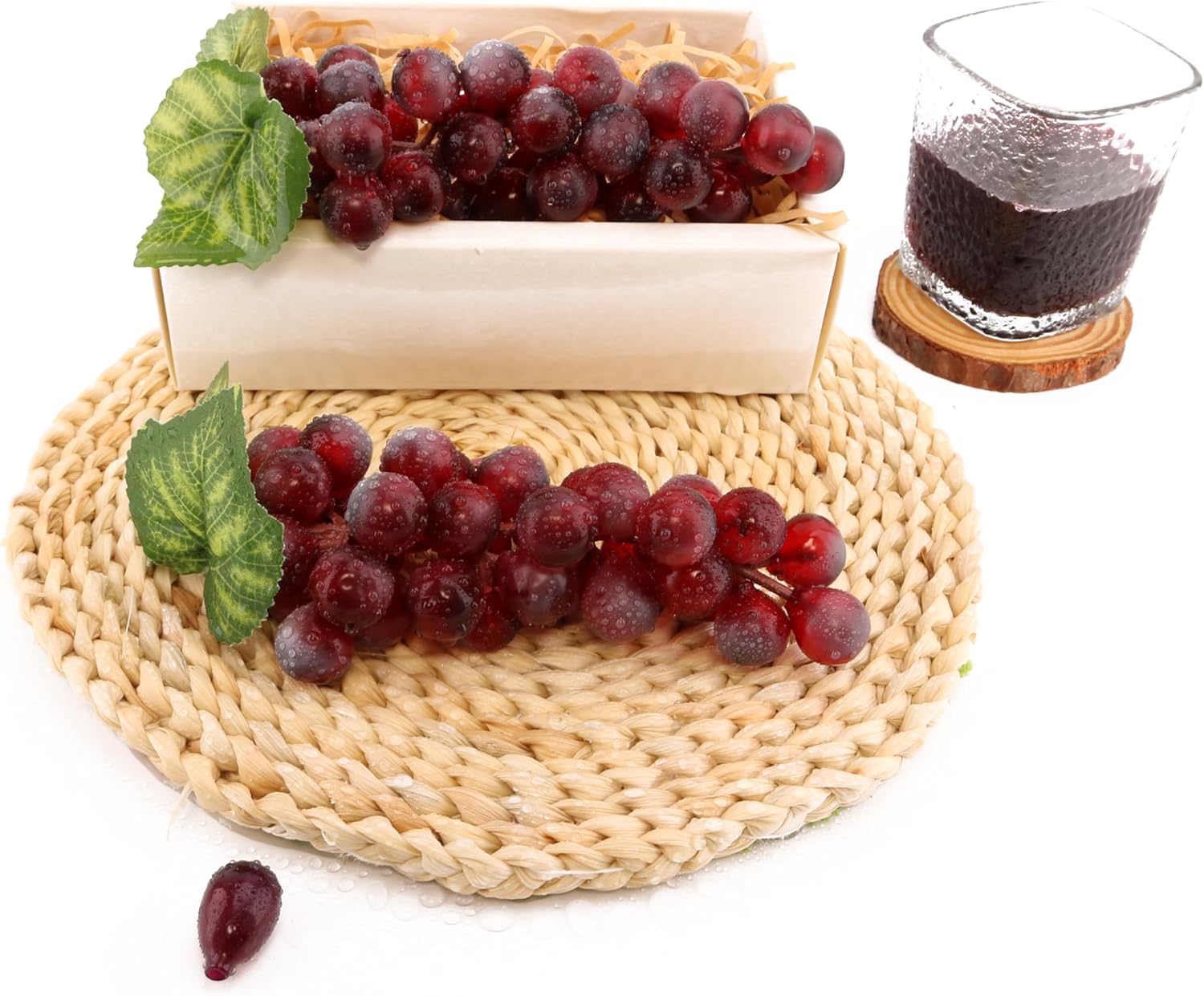 2PCS Artificial Red Grapes for Home Kitchen Decor