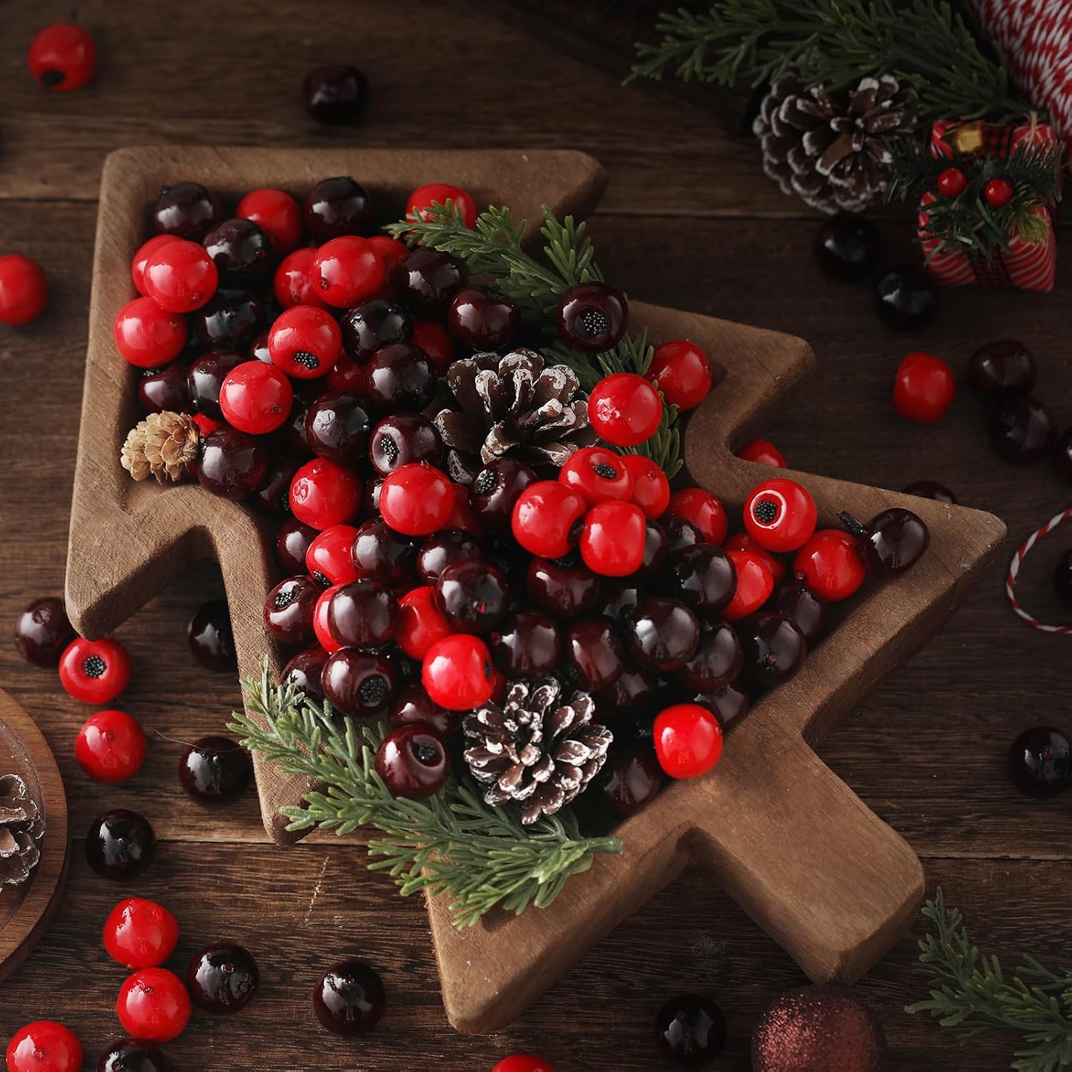 200 Pcs Christmas Artificial Cranberries Decor