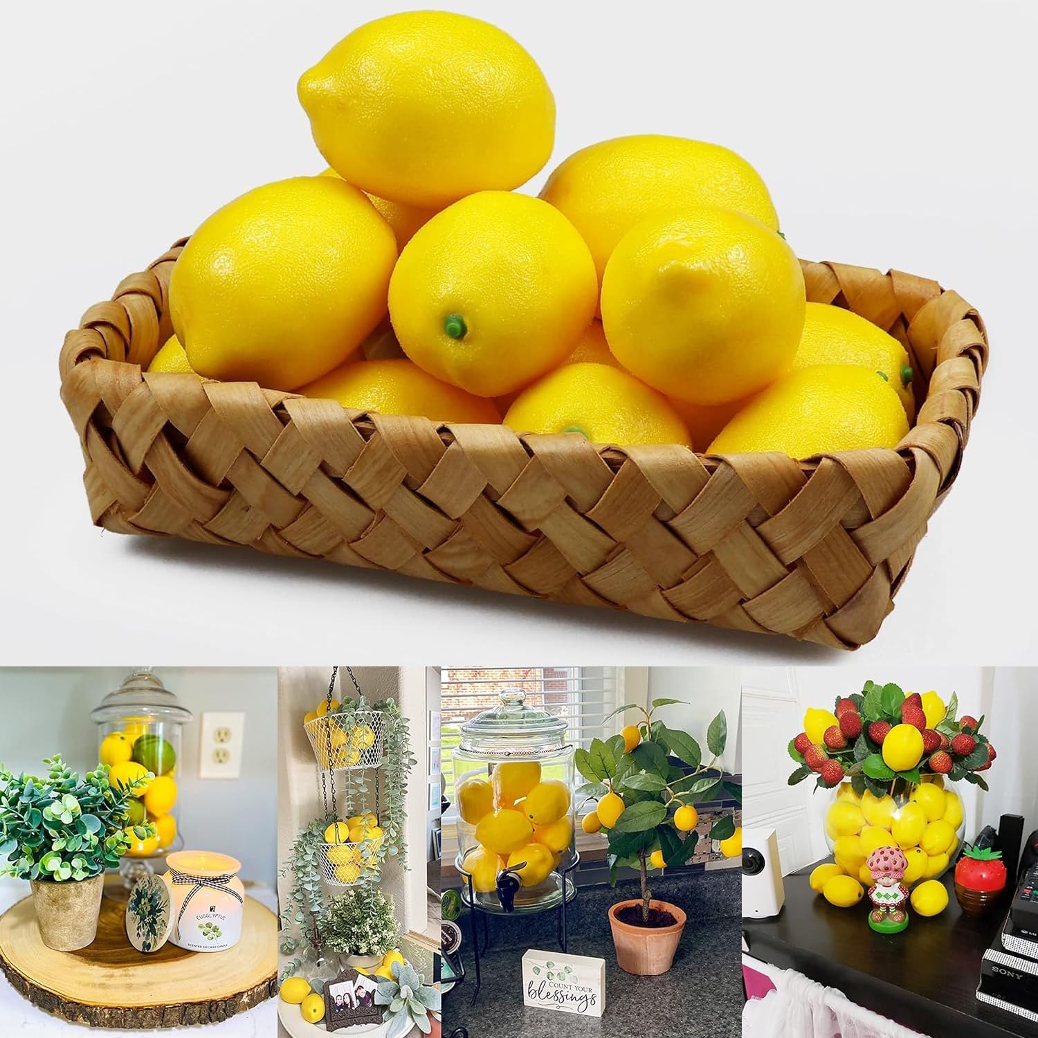 AKOAK 4 Pcs Artificial Yellow Lemon Decoration