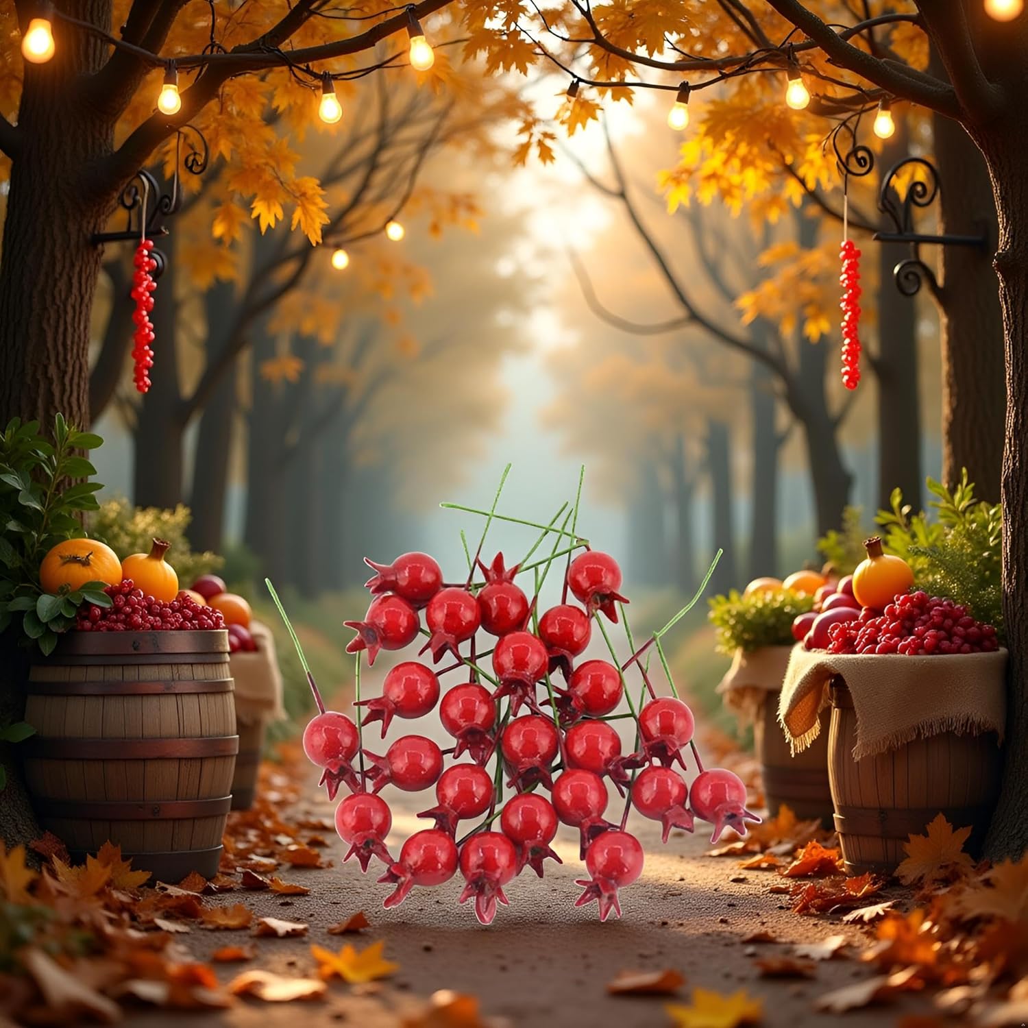 Red Mini Pomegranate Artificial Fruit Decor