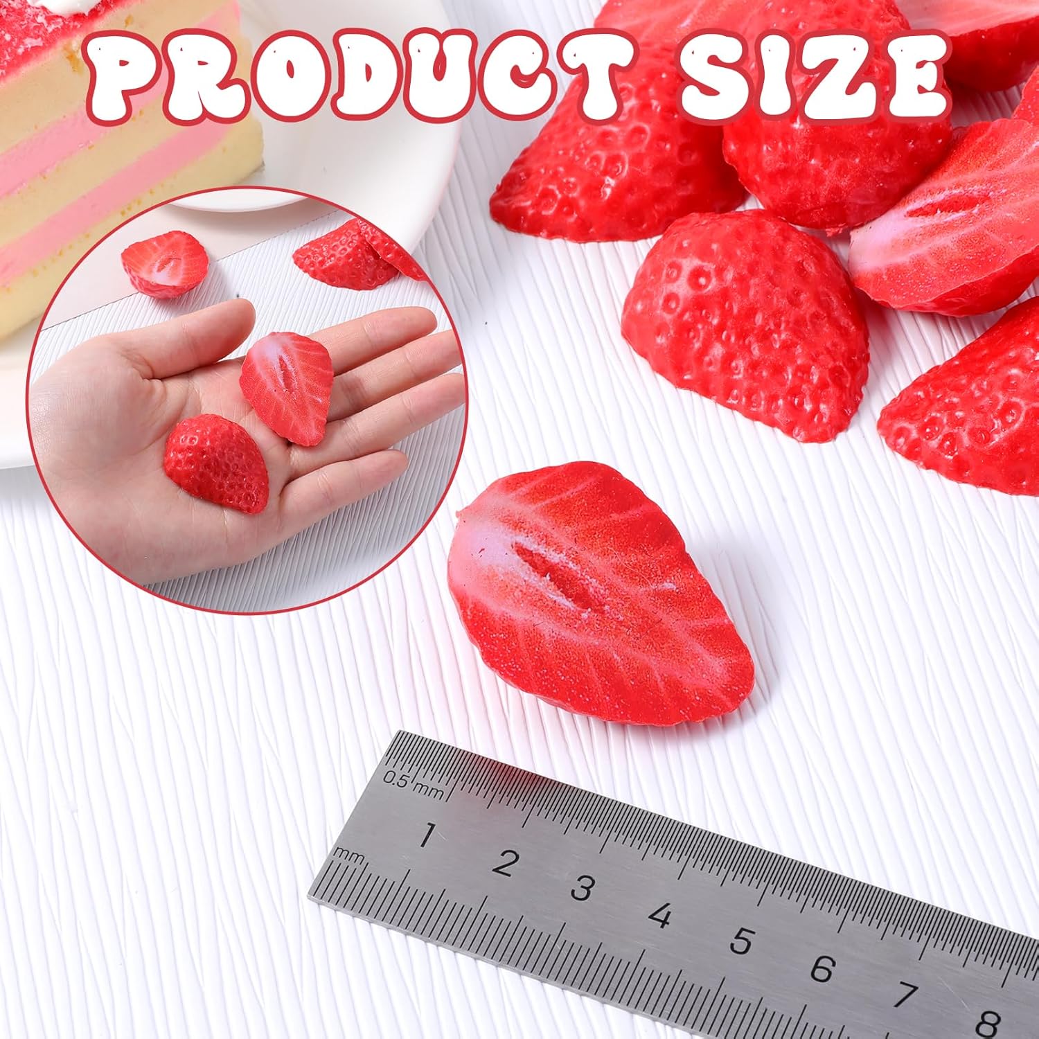10 Pcs Artificial Half Strawberry Blocks for Decor