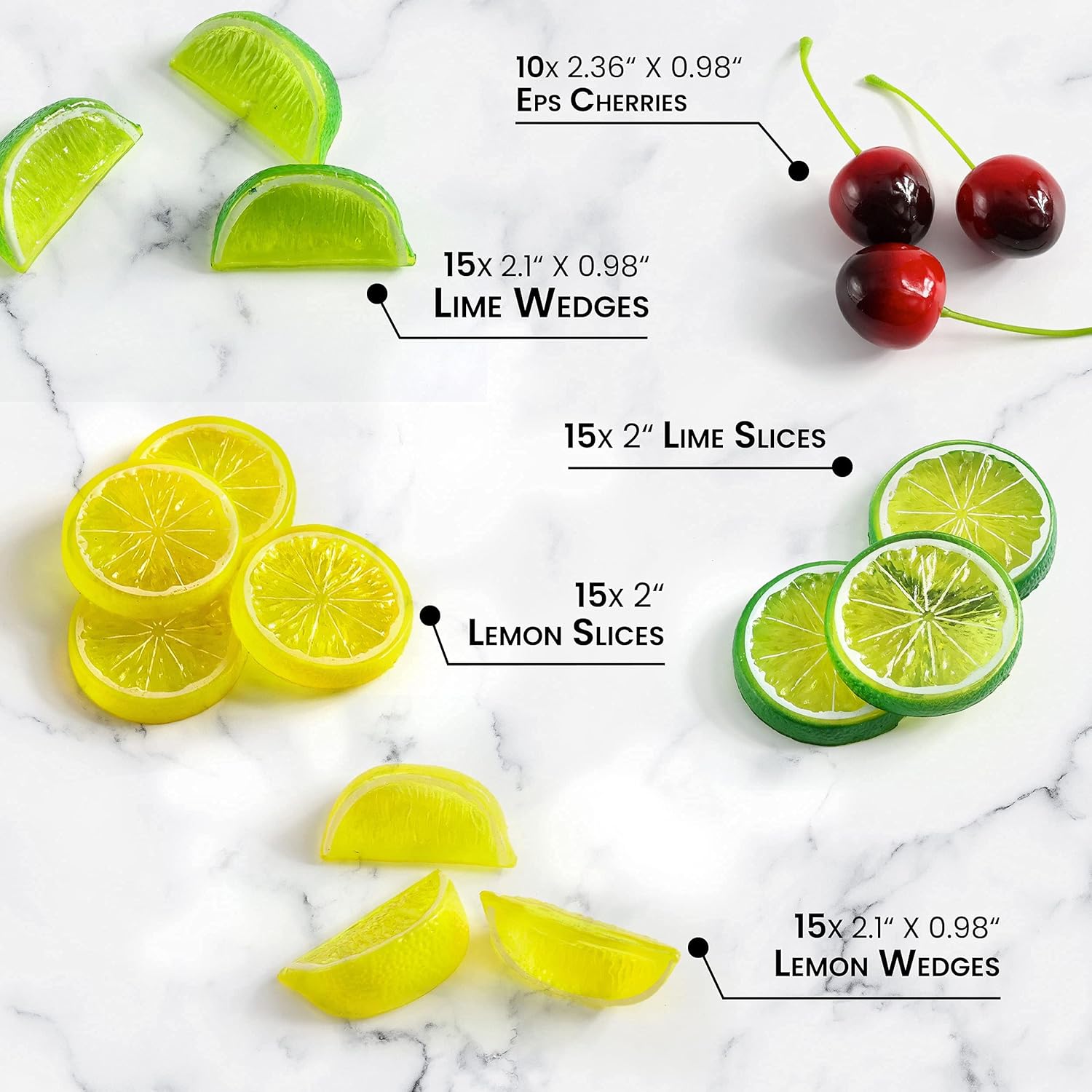 40Pcs Artificial Lifelike Cherries and Lemon Decor