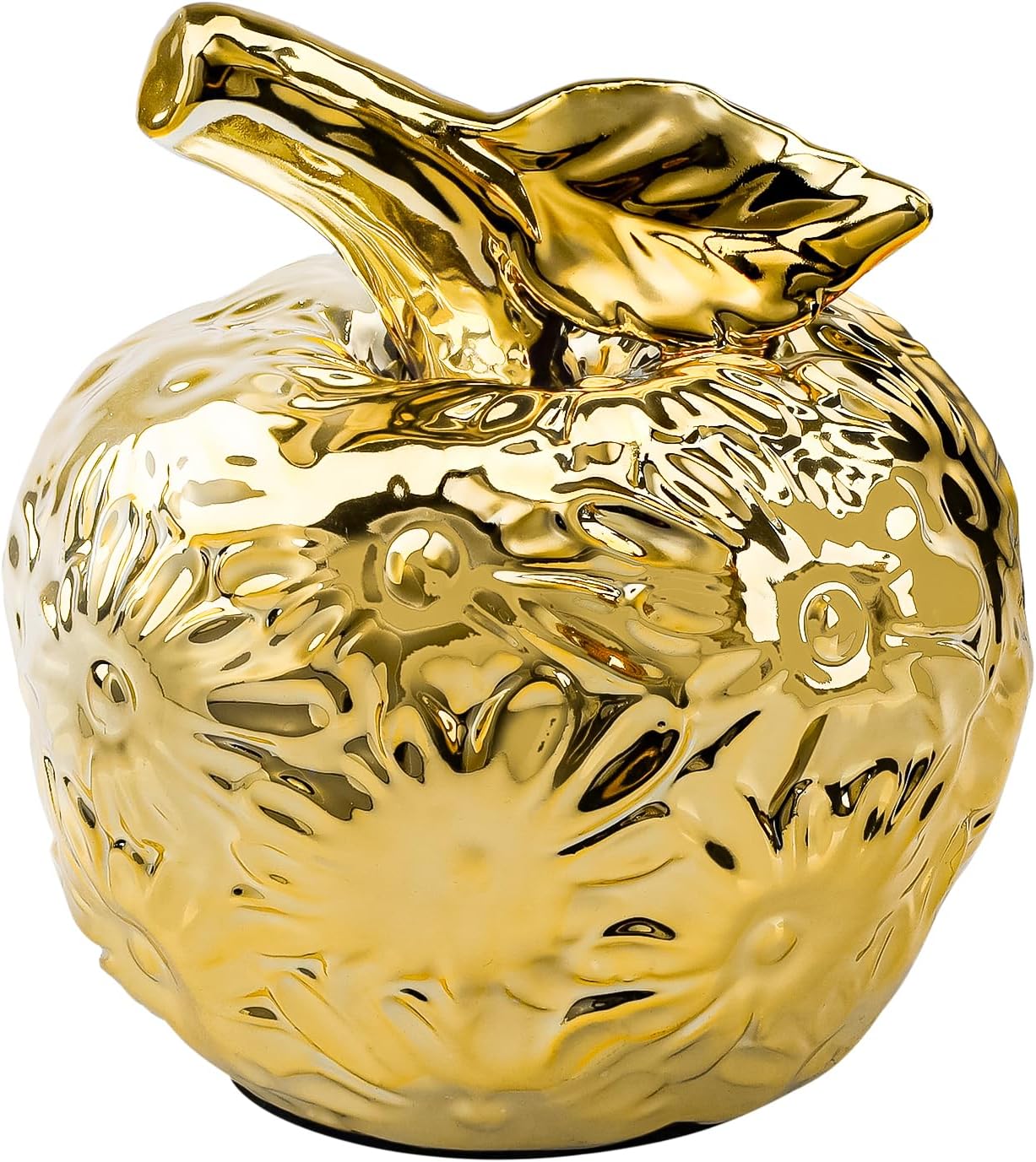 Folmywy Ceramic Apple Ornament with Gold Flower Pattern