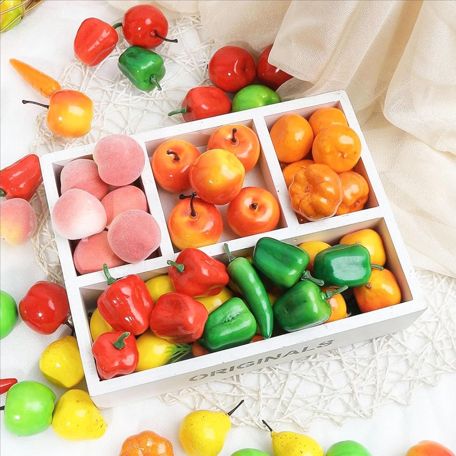 20Pcs Artificial Red Mango Decor for Home Kitchen Party