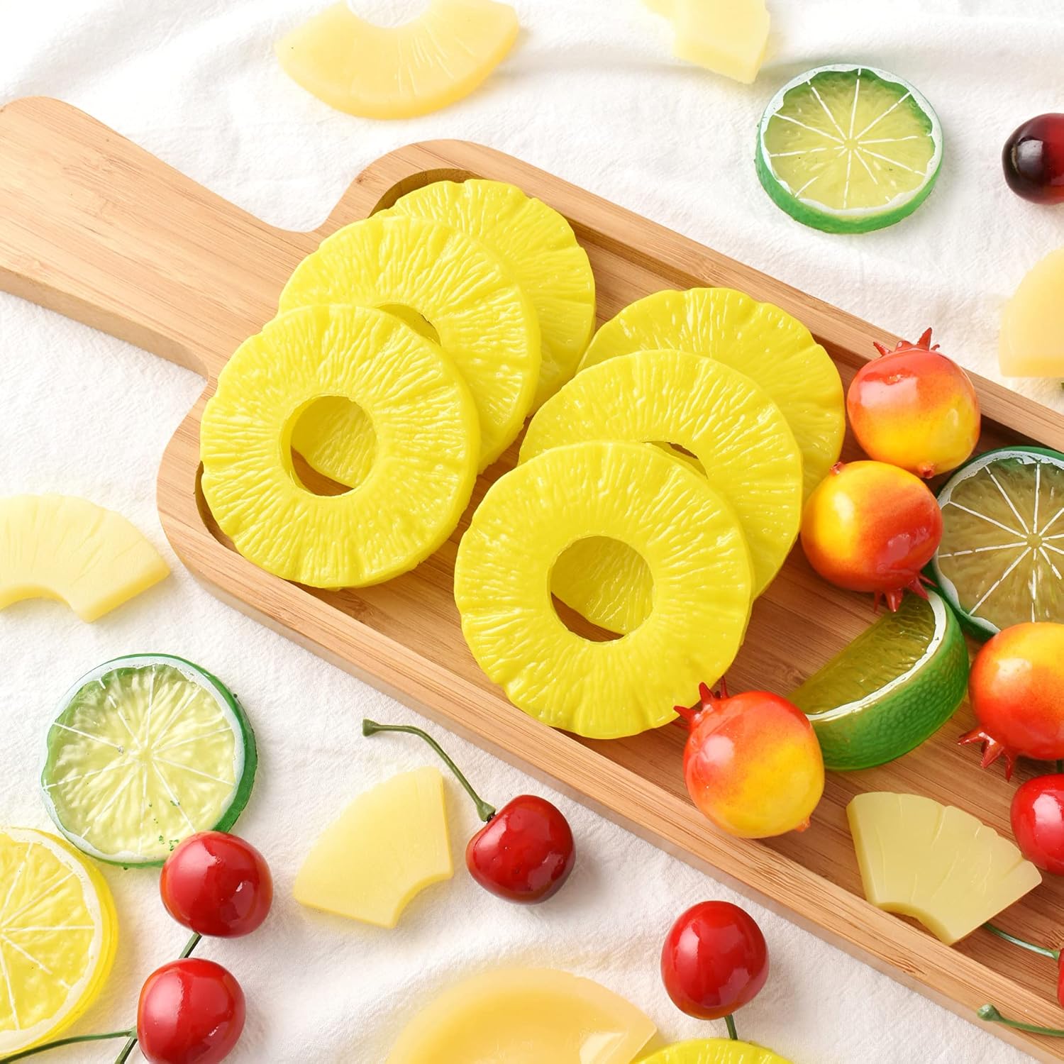 Realistic Artificial Pineapple Slices 8pcs Yellow Decor