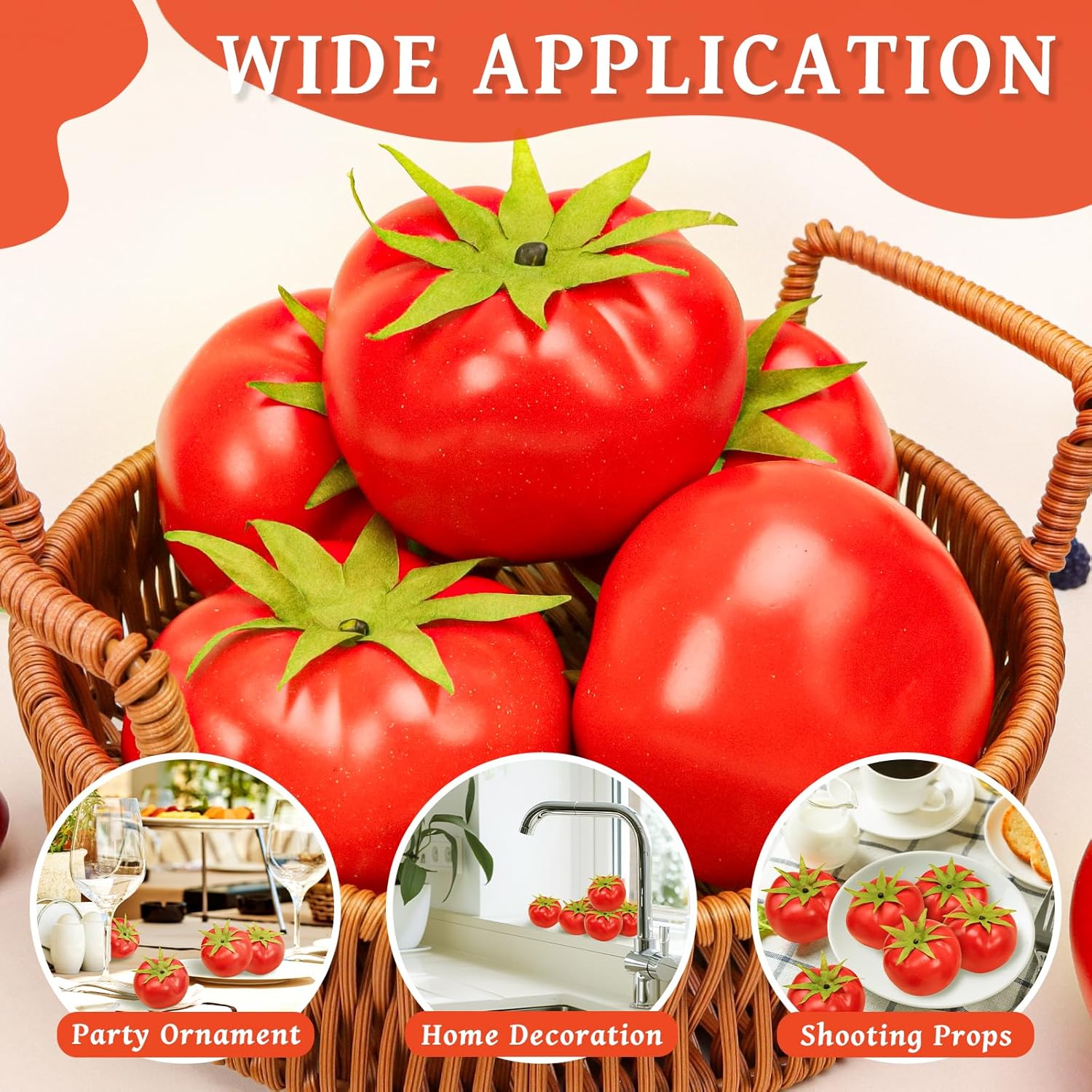 6PCS Fake Tomatoes Artificial Vegetables Lifelike Decor