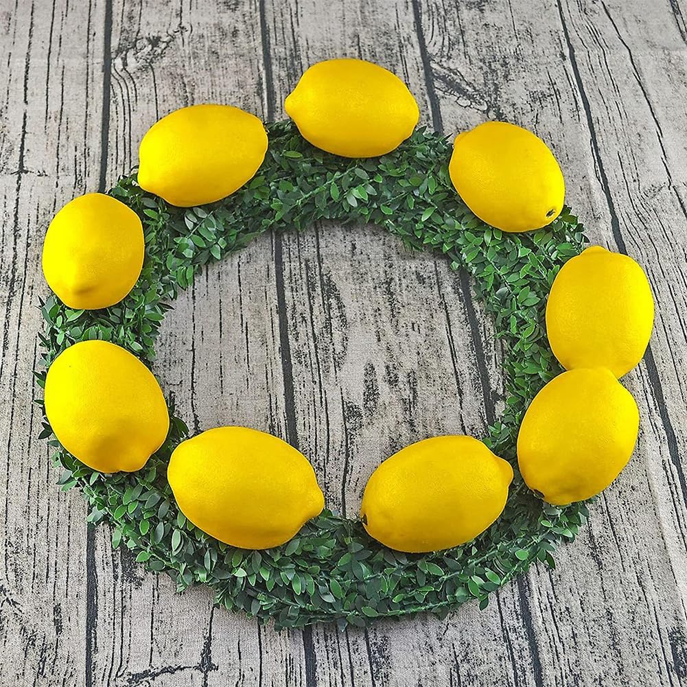 GSHLLO 4 Pcs Artificial Yellow Lemons Realistic Faux Lemon Vase Filler