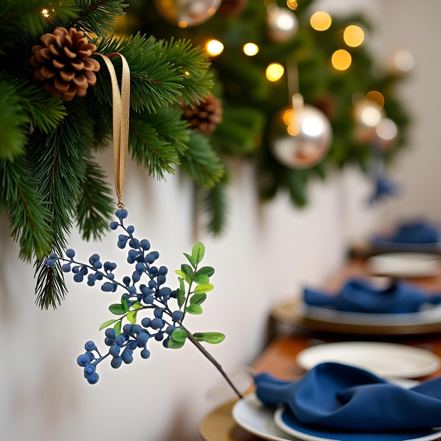 Realistic Artificial Blueberry Stem with Clusters
