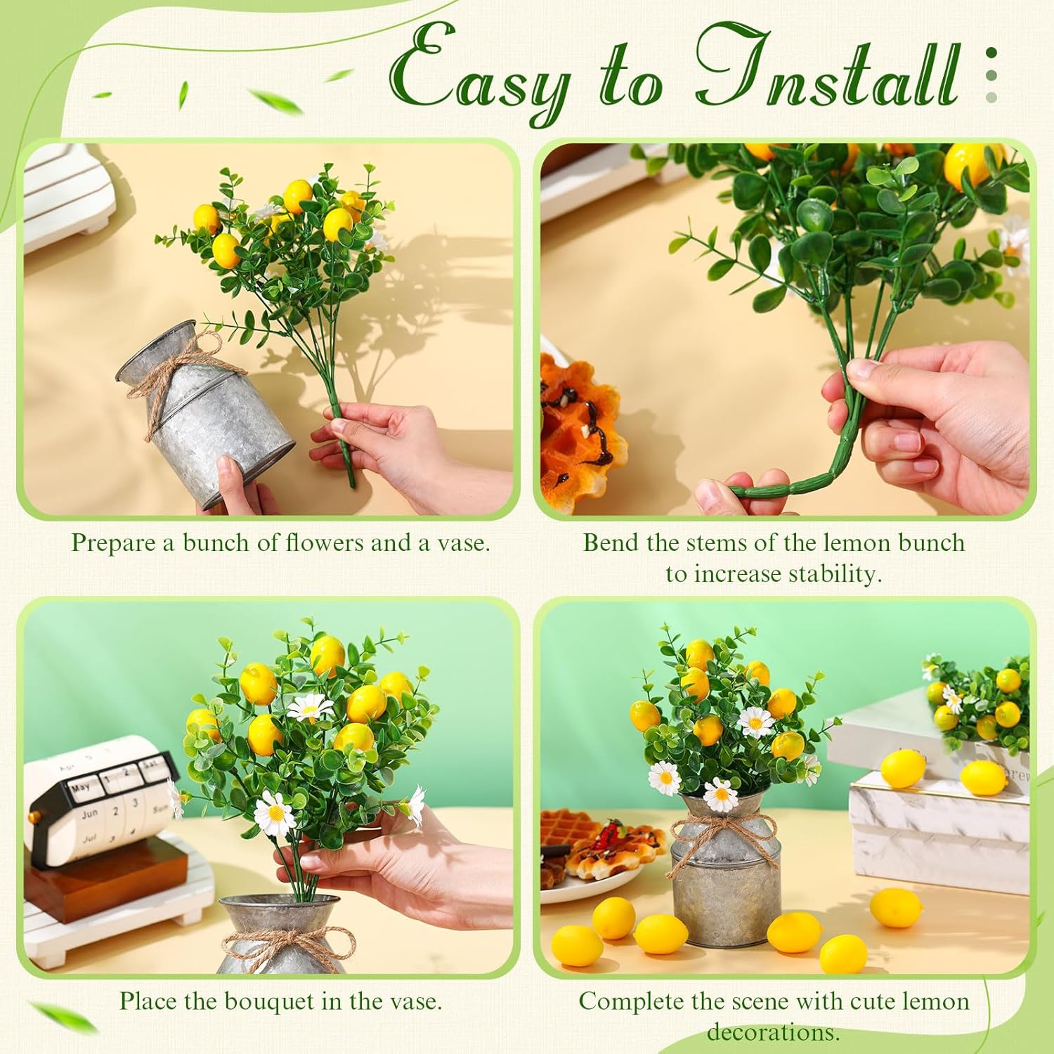 Mimorou 6 Set Artificial Lemon Centerpiece Decor Set