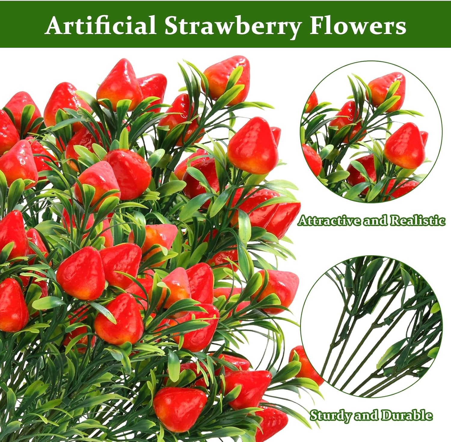 6Pcs Artificial Strawberry Plants for Table Decor