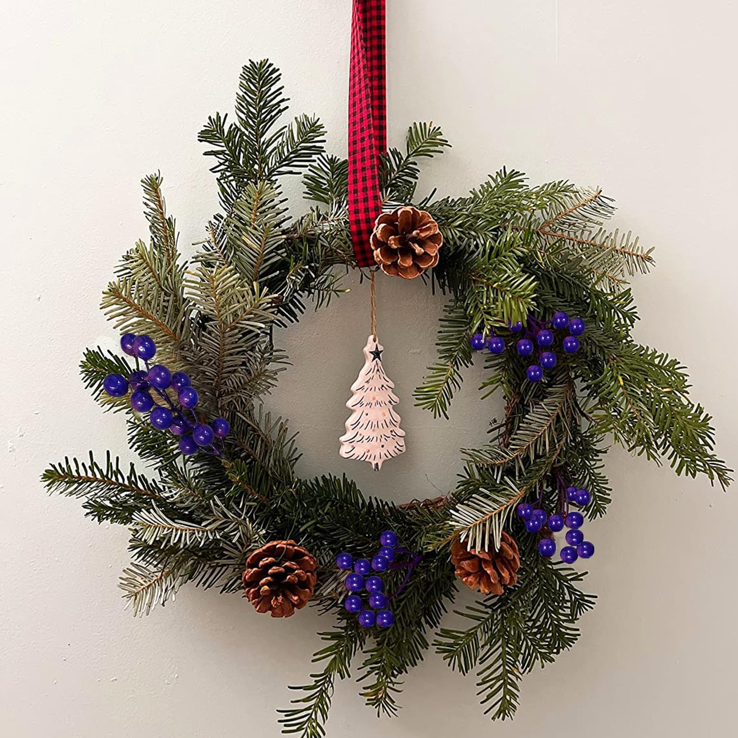 Artificial Purple Blue Berries Stems 24pcs Christmas Decor