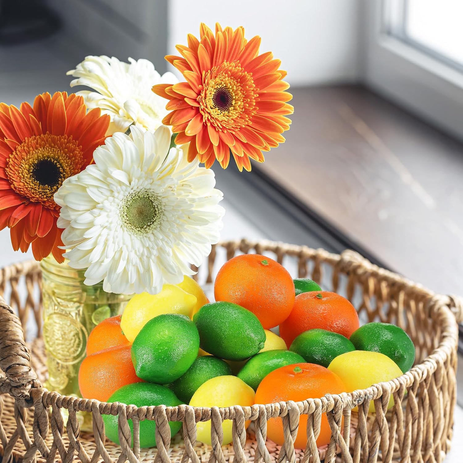 22 Pcs Artificial Lemon Orange Decor Set