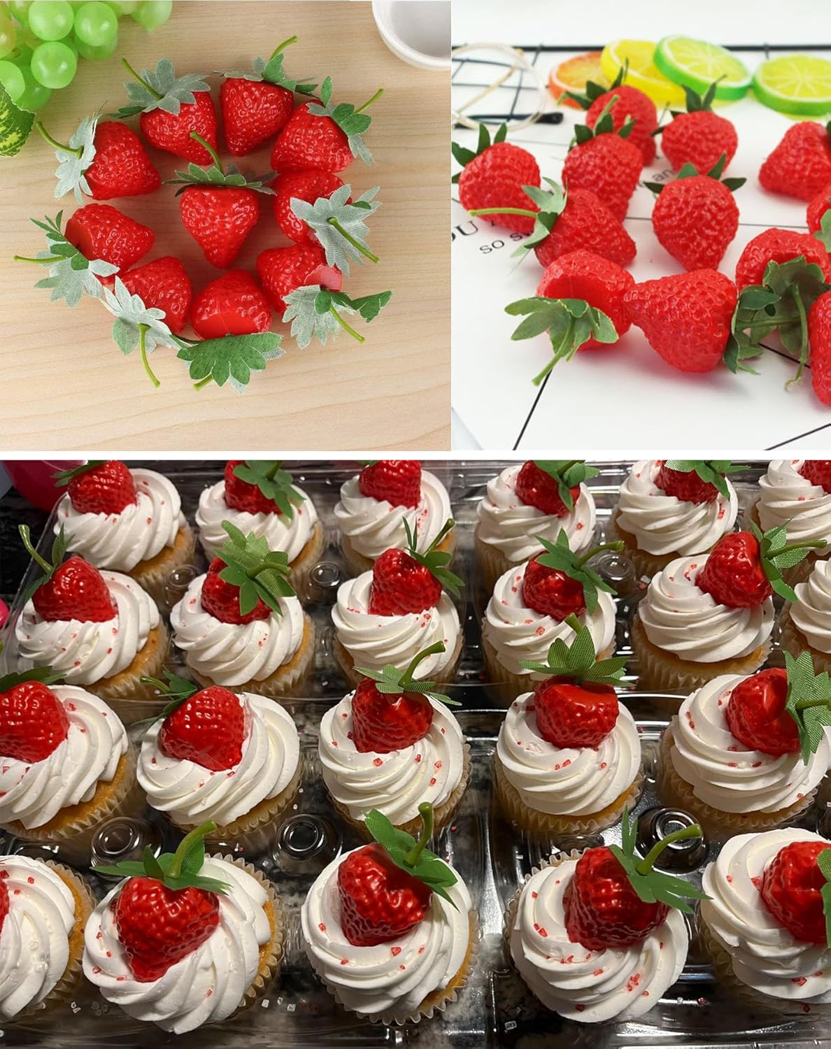 20pcs Artificial Red Strawberries for Party Decoration