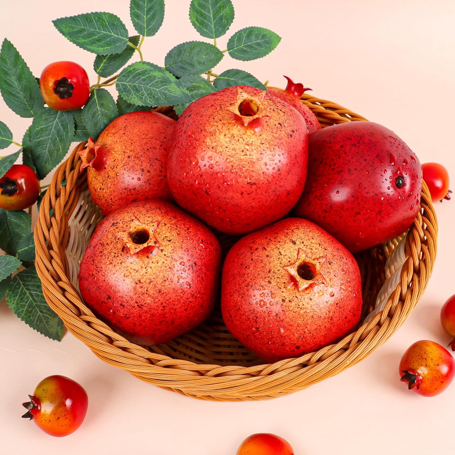 6pcs Artificial Pomegranate Decoration for Home Kitchen Wreath Party