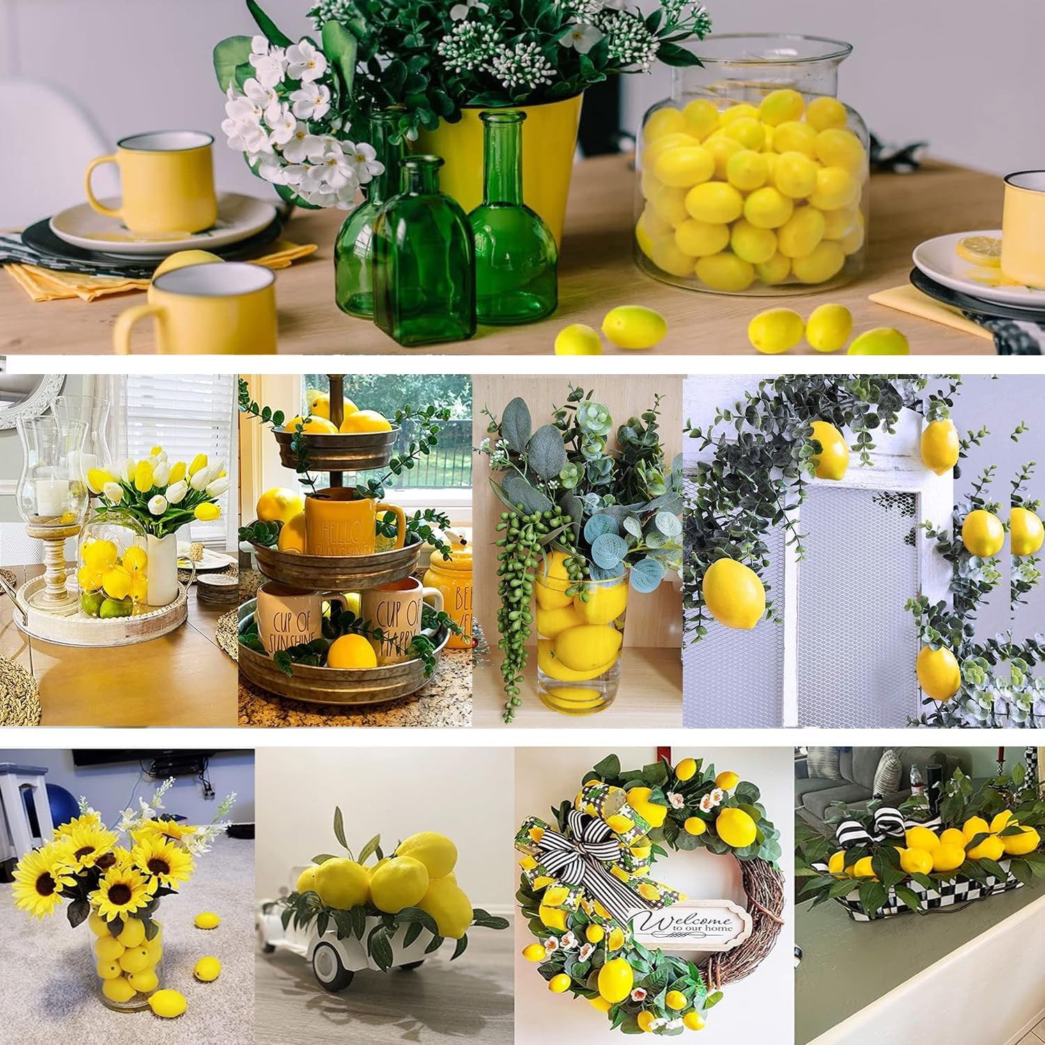 AKOAK 4 Pcs Artificial Yellow Lemon Decoration