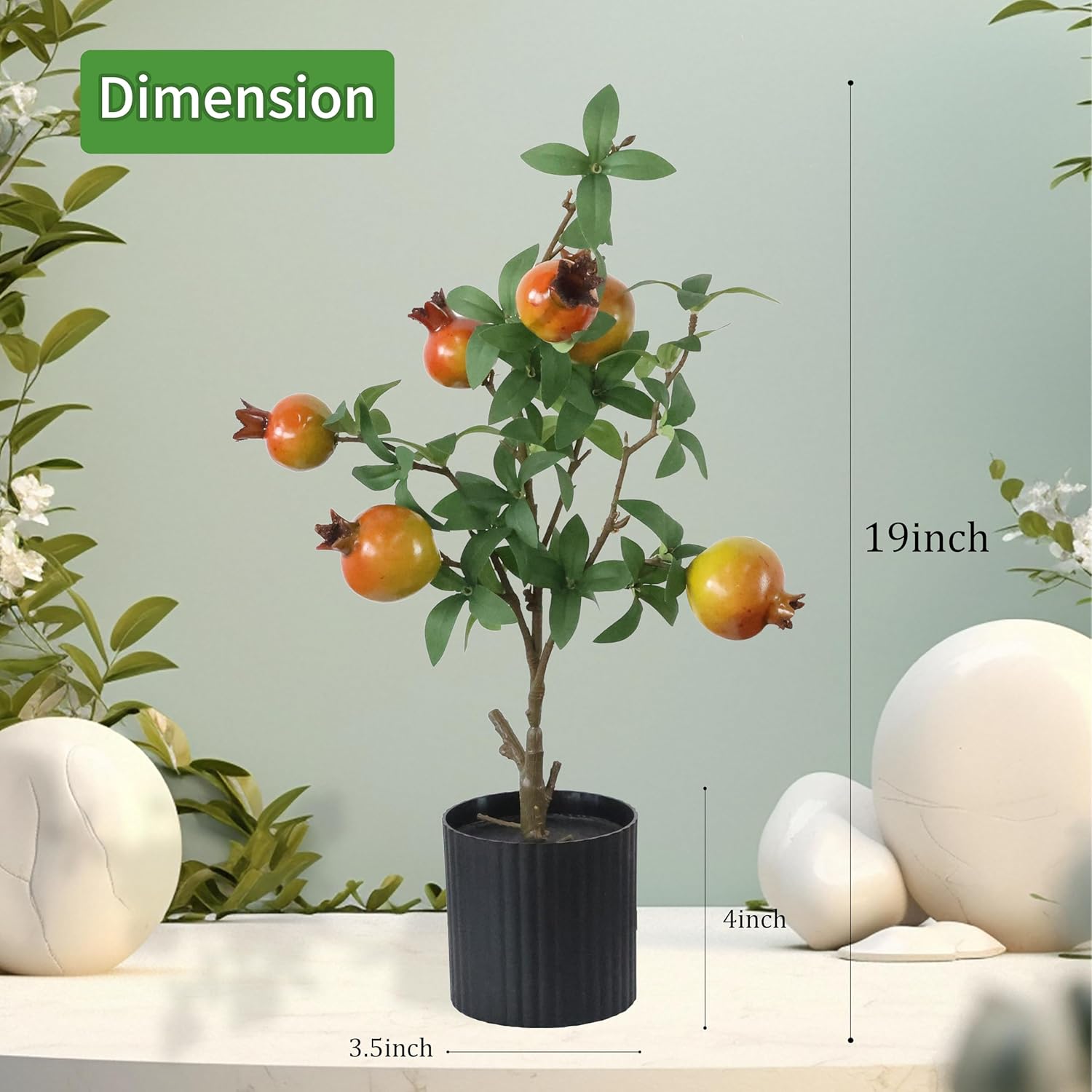 Realistic Artificial Pomegranate Tree with Fruits 19 Inch
