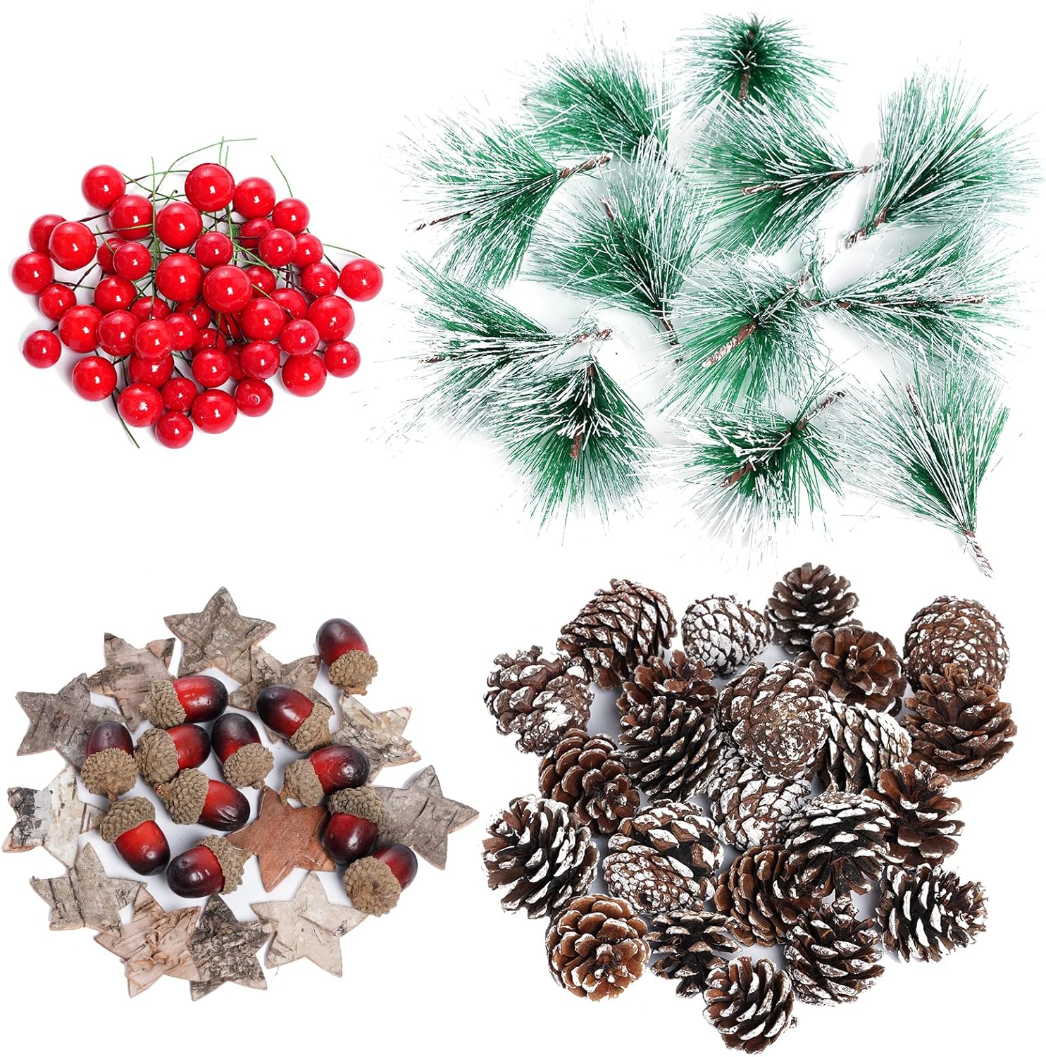 108 Pcs Artificial Pine Cone Set for Christmas Decor