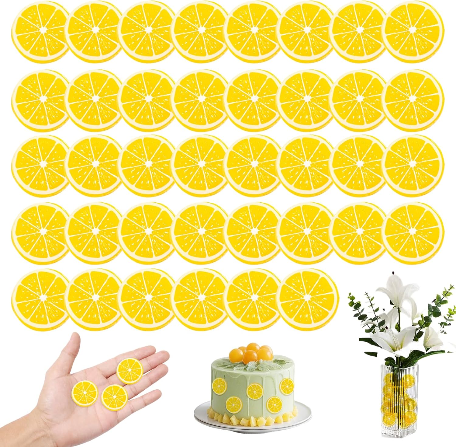 40PCS Realistic Artificial Lemon Slices for Decor